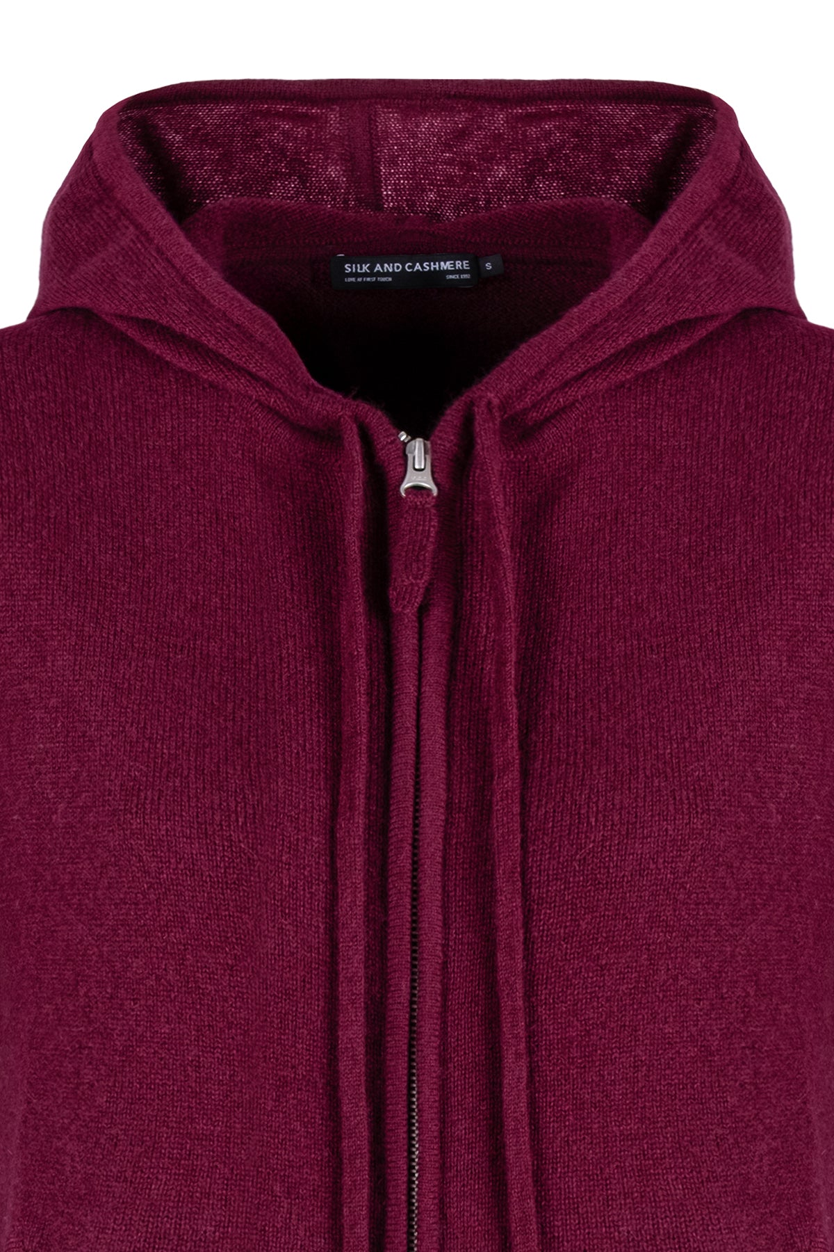 Bordo Isabella Saf Kaşmir Kapüşonlu Hırka