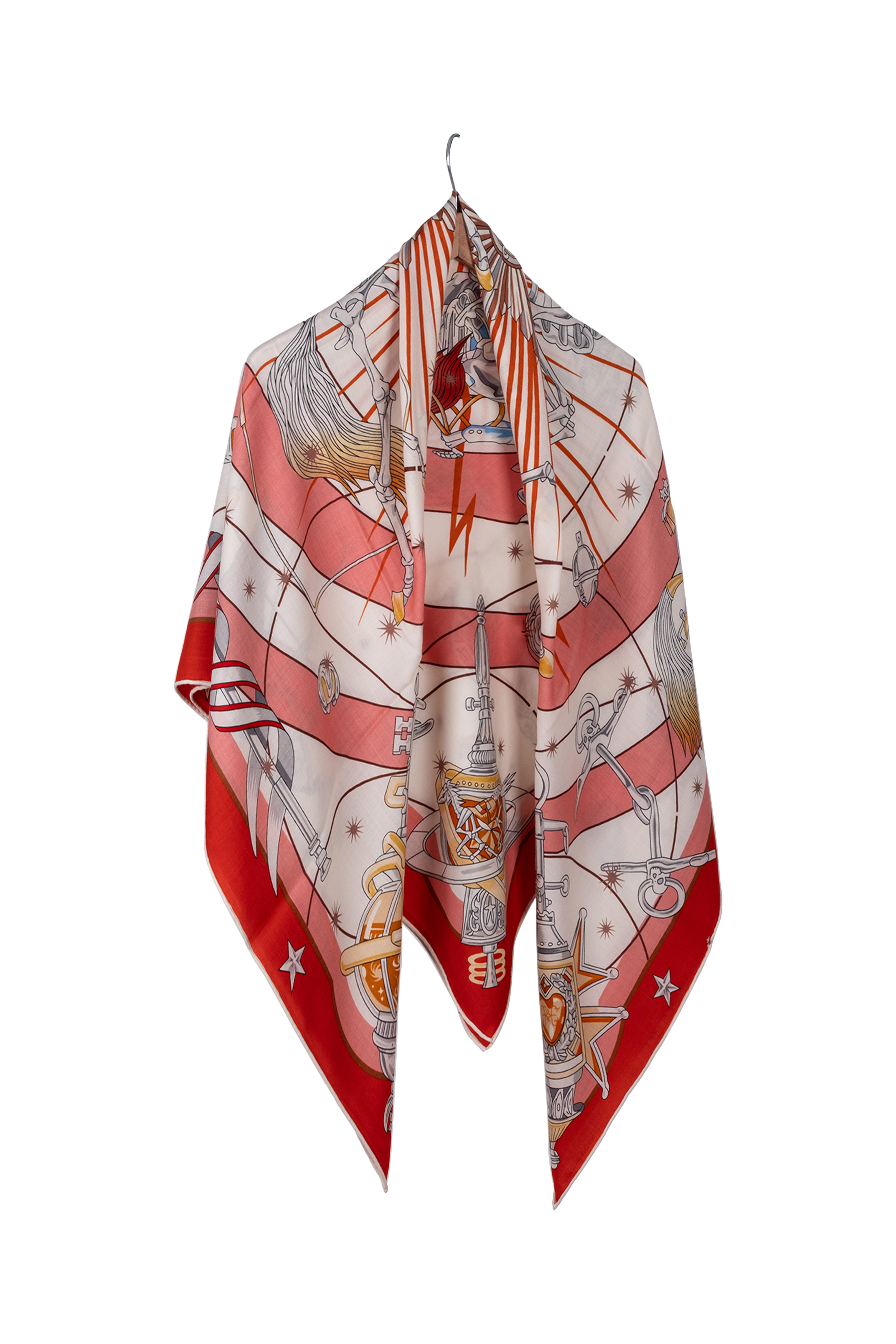 Kırmızı Pembe Linda Kaşmir Desenli Kare Eşarp 140x140  cm