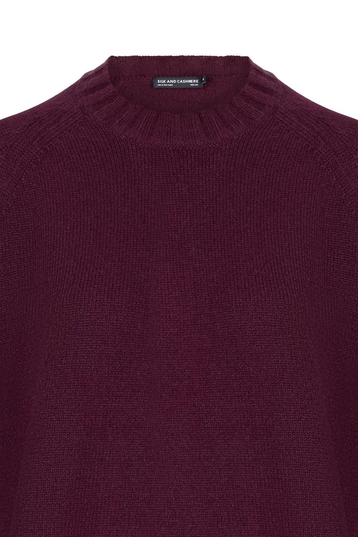 Bordo Vanessa Saf Kaşmir Yuvarlak Yaka Crop Kazak