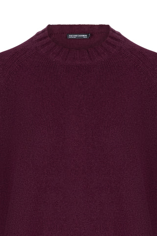 Bordo Vanessa Saf Kaşmir Yuvarlak Yaka Crop Kazak
