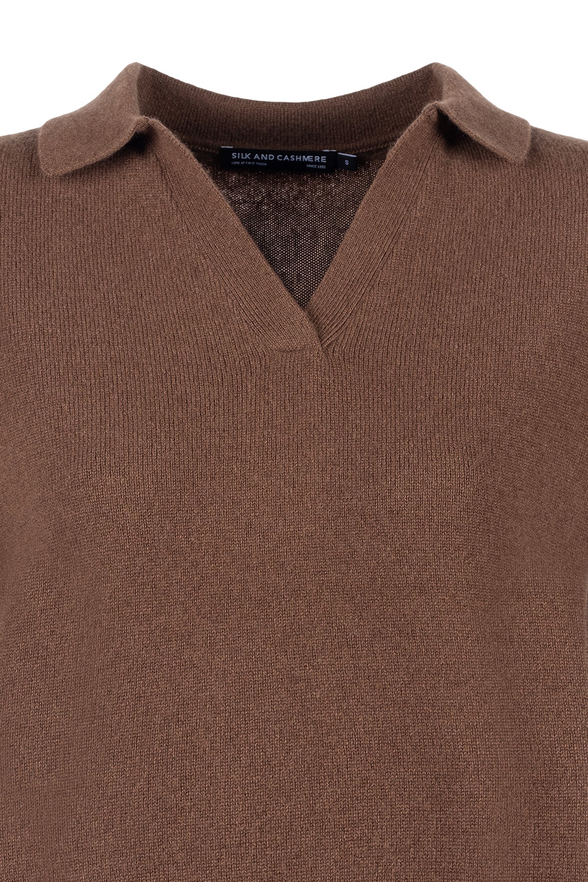 Kahverengi Lilly Saf Kaşmir  Polo Tişört