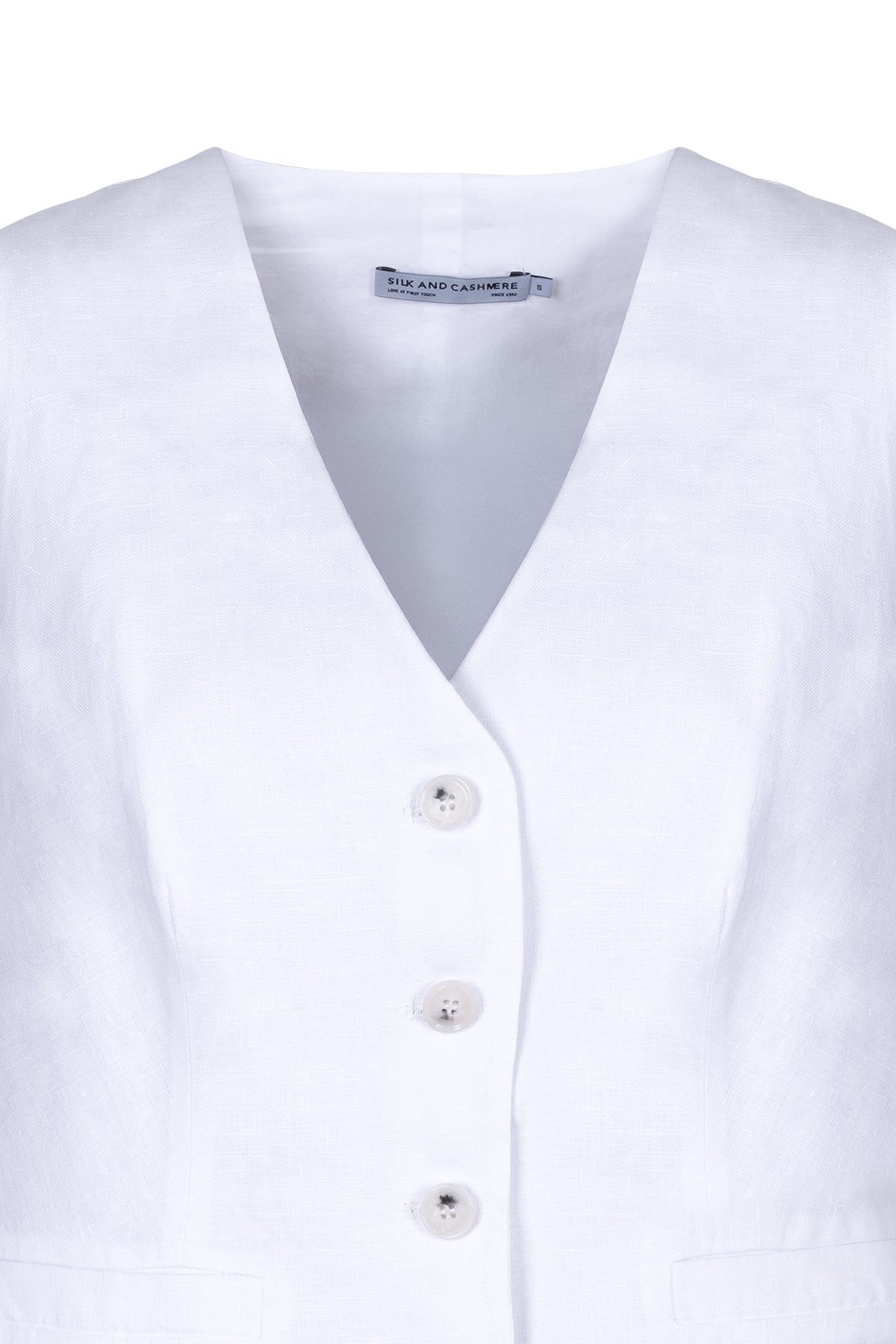 Beyaz Kate Keten Yelek