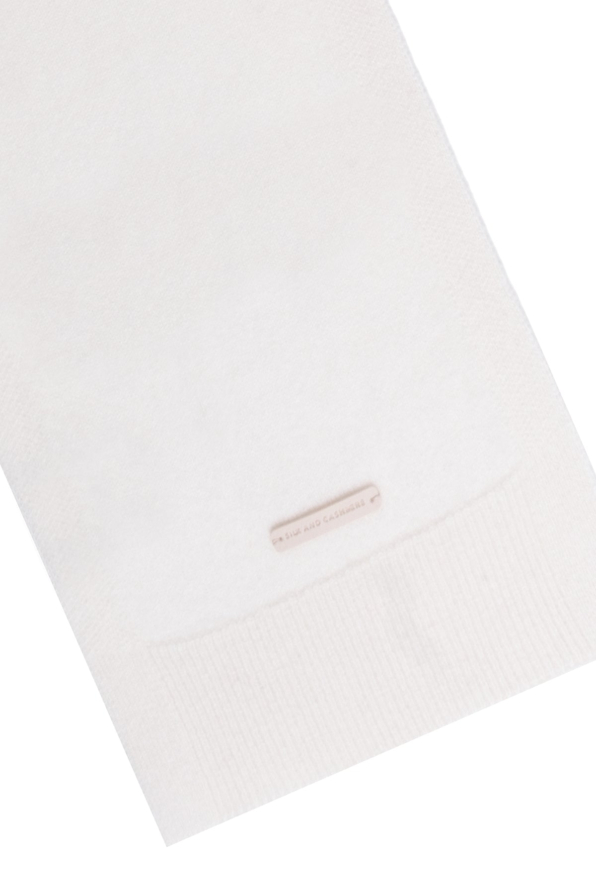 Beyaz Lilly Saf Kaşmir Kazak Atkı