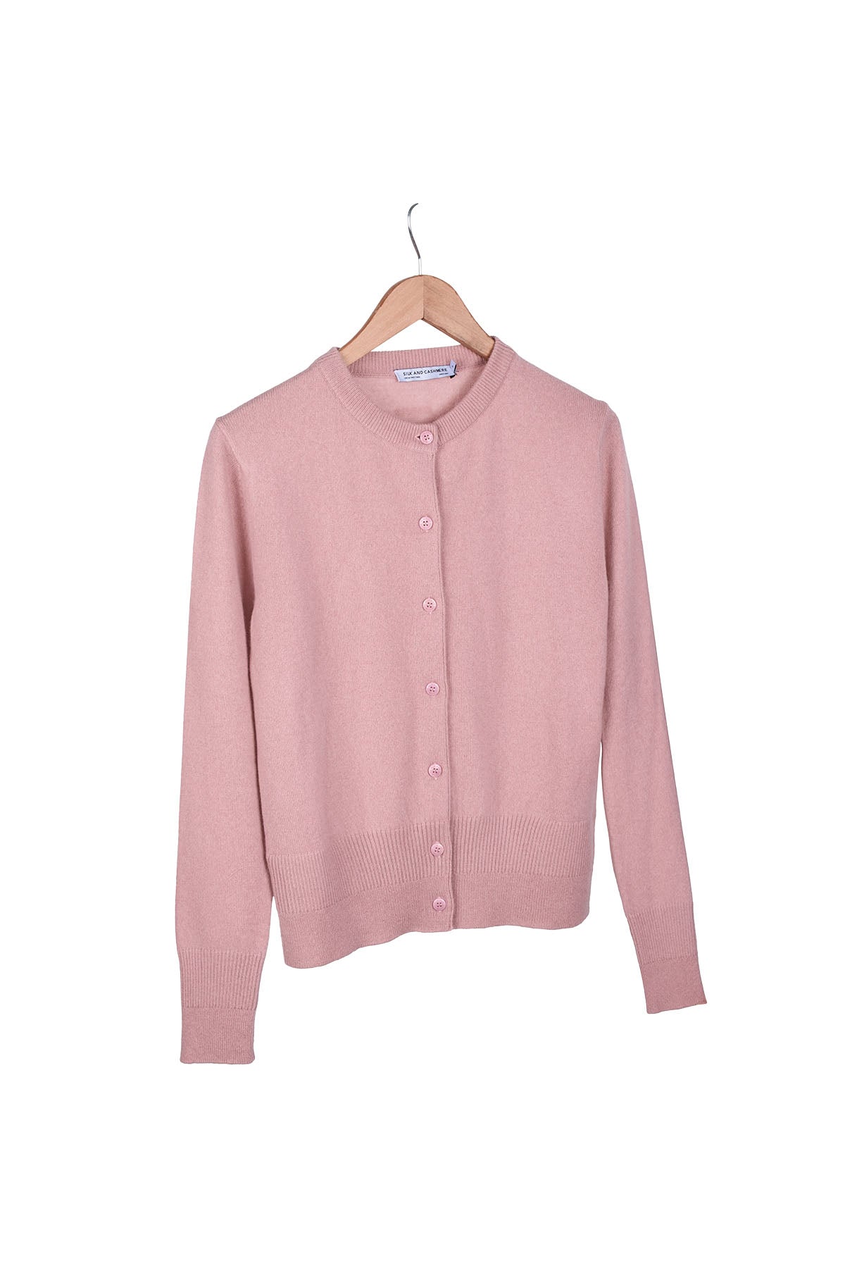 Pastel Pembe Lilly Saf Kaşmir Bisiklet Yaka Hırka