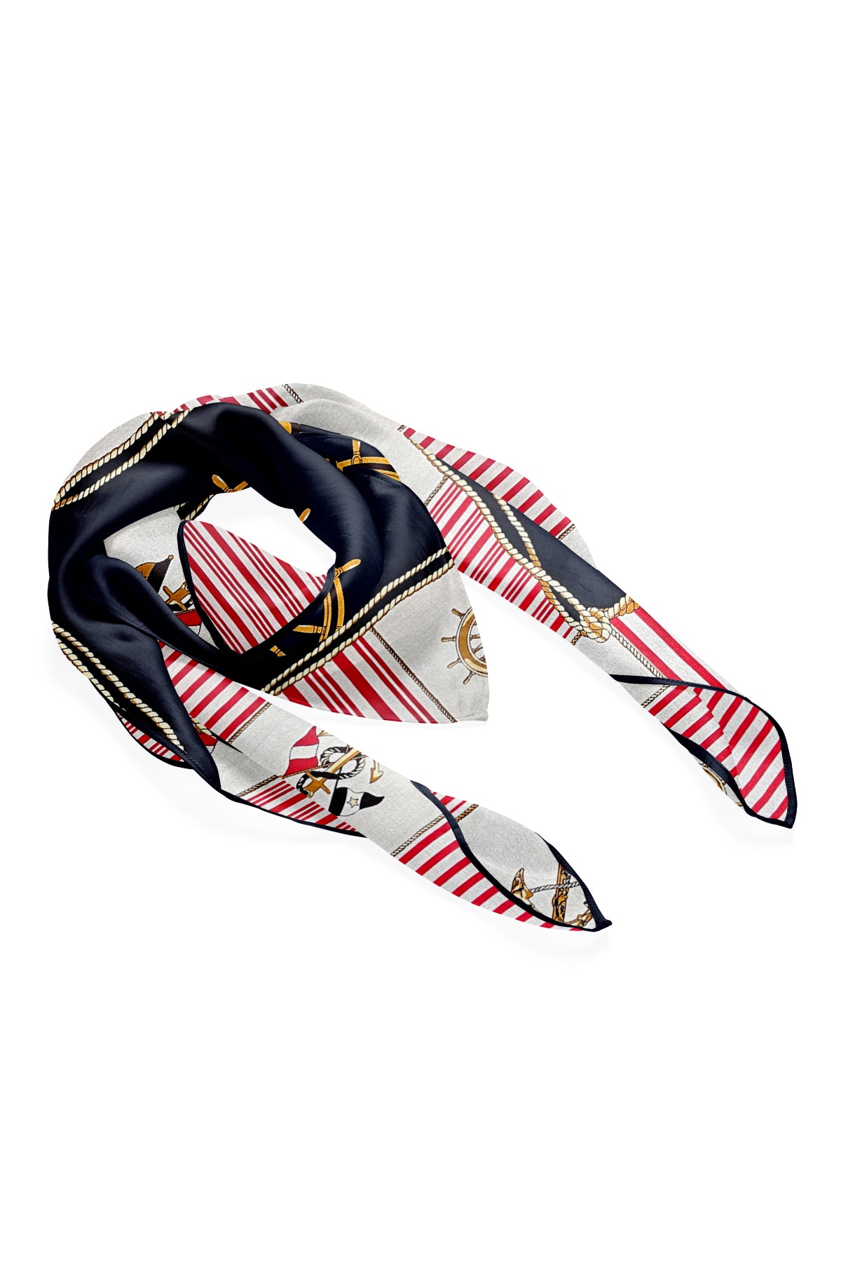 Kırmızı Beyaz Laila Saf İpek Roma Küçük Eşarp 50x50 cm