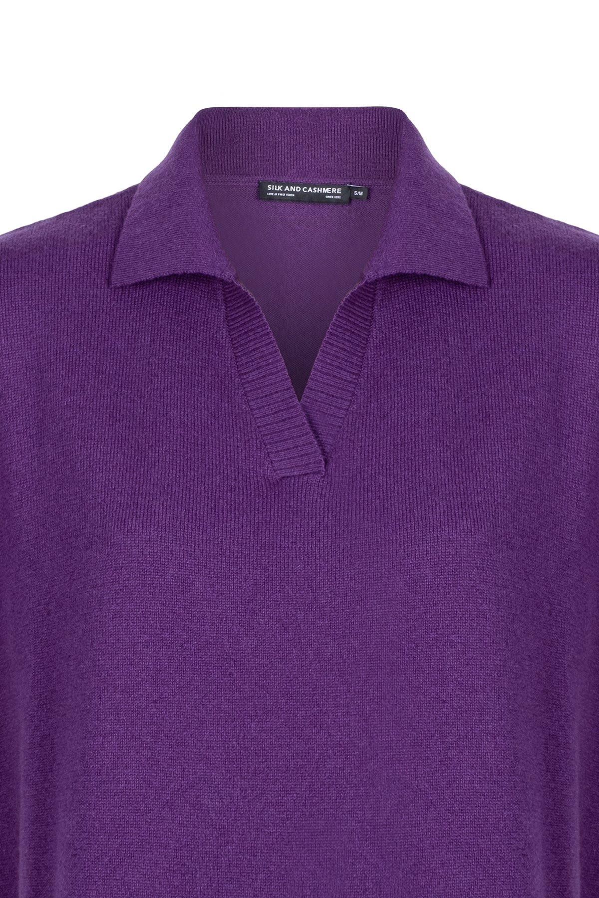Mor Vanessa Saf Kaşmir Kısa Kollu Polo
