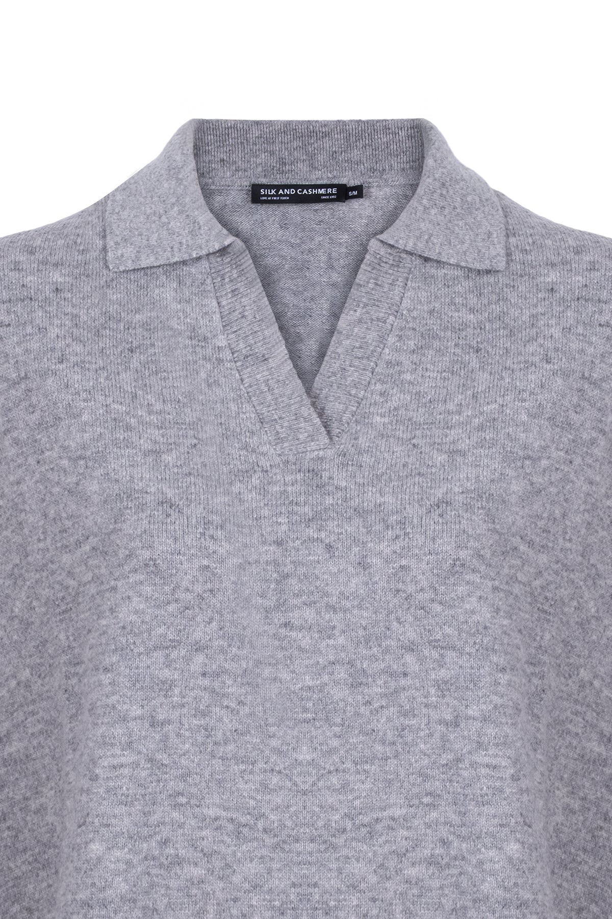 Açık Gri Vanessa Saf Kaşmir Kısa Kollu Polo