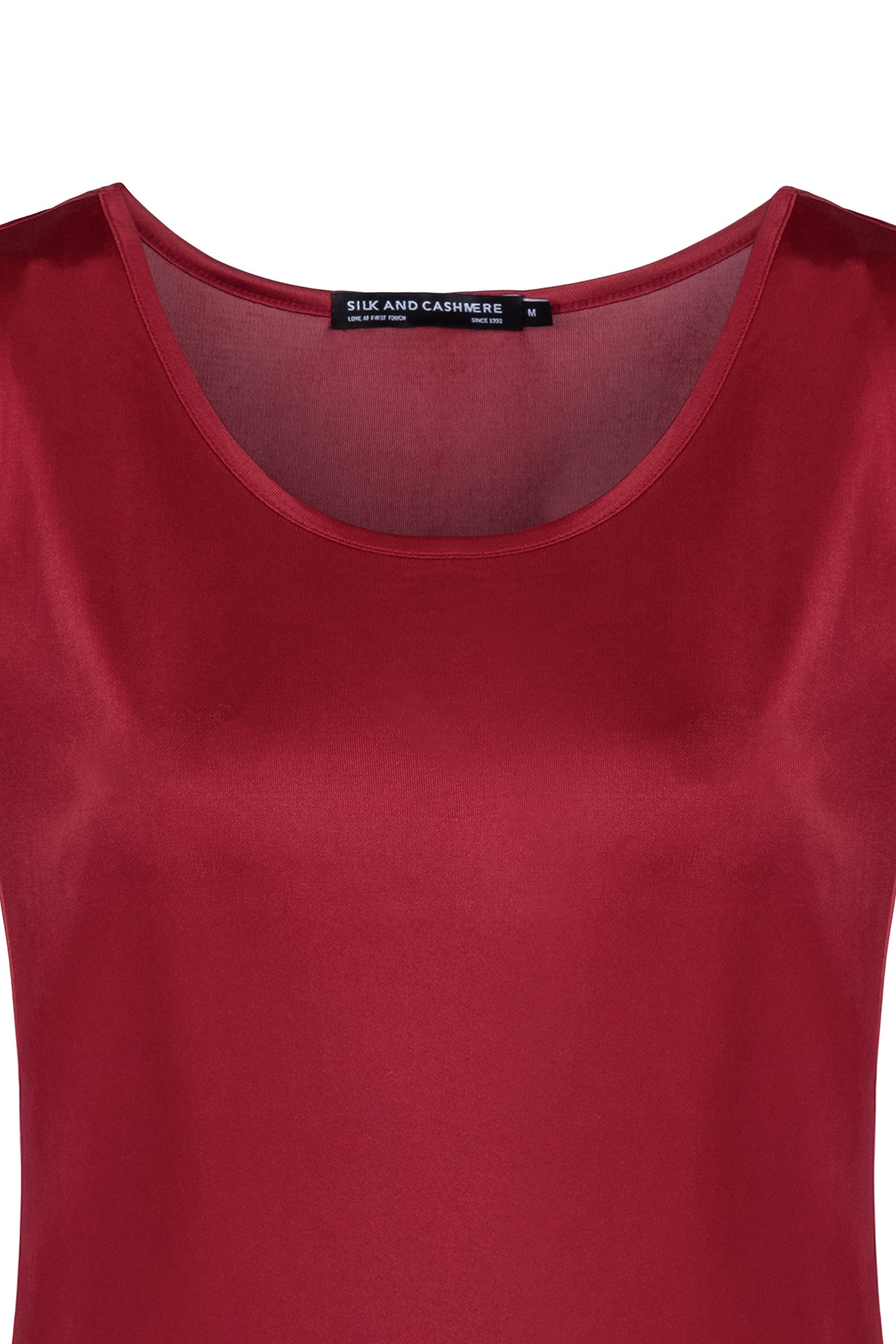 Şarap Marina İpekli Yuvarlak Yaka Kolsuz T-Shirt