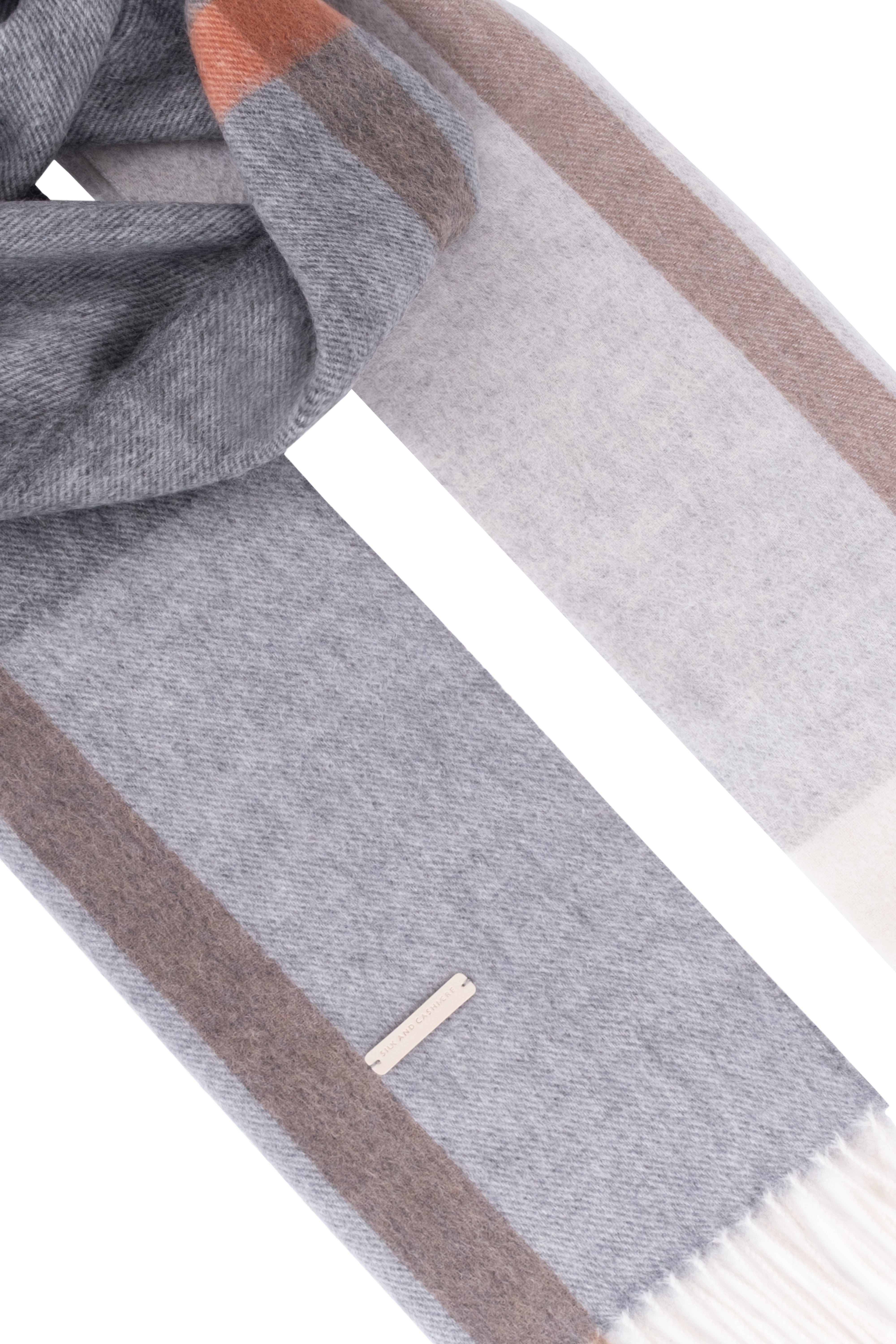 Açık Gri Patrick Saf Kaşmir Kareli Atkı 30x164 cm