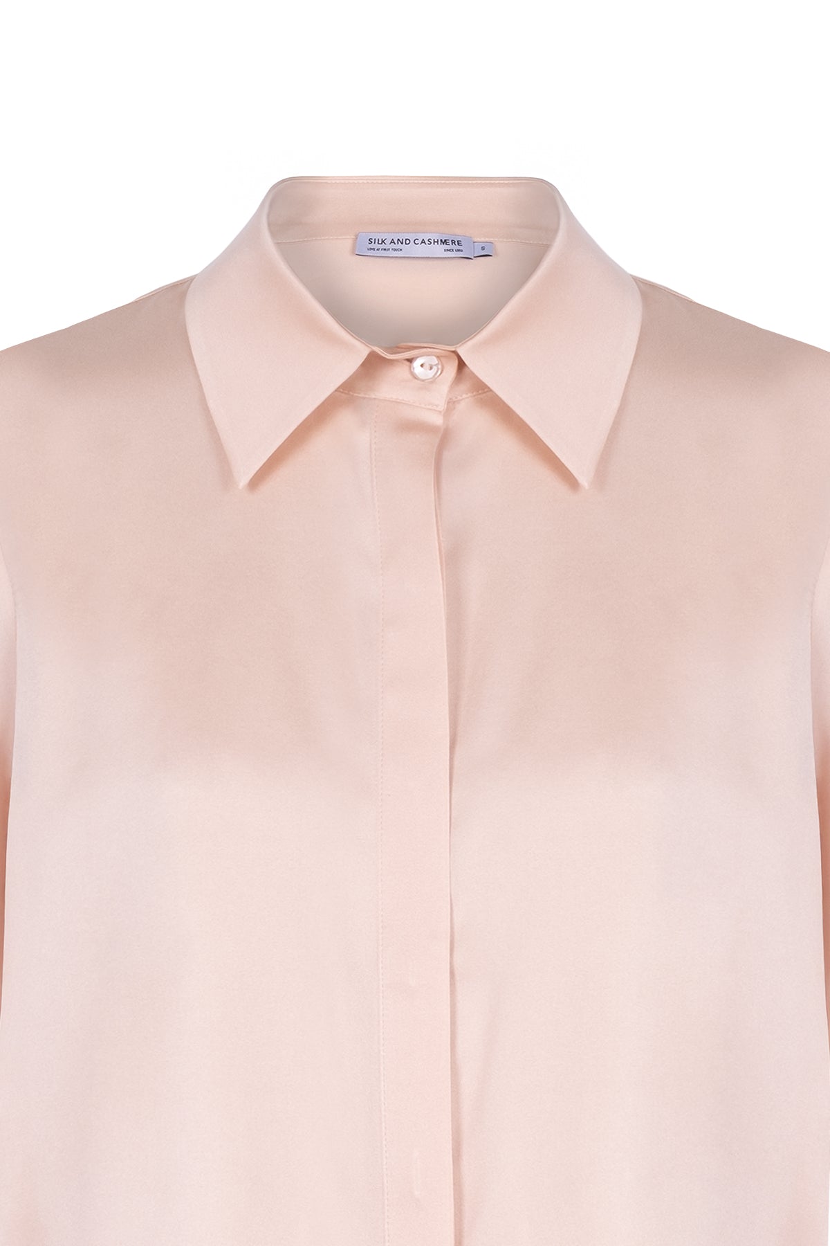 Pudra Saf İpek Audrey Uzun Kollu Gömlek