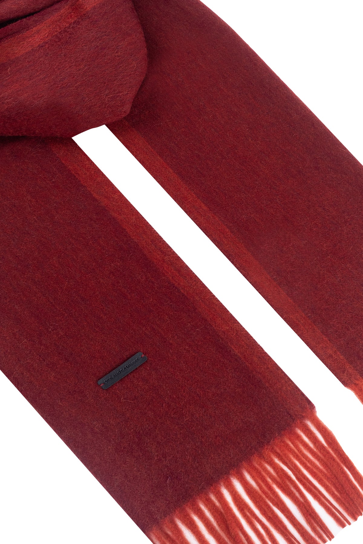 Bordo Turuncu Patrick Saf Kaşmir Atkı 35x164 cm