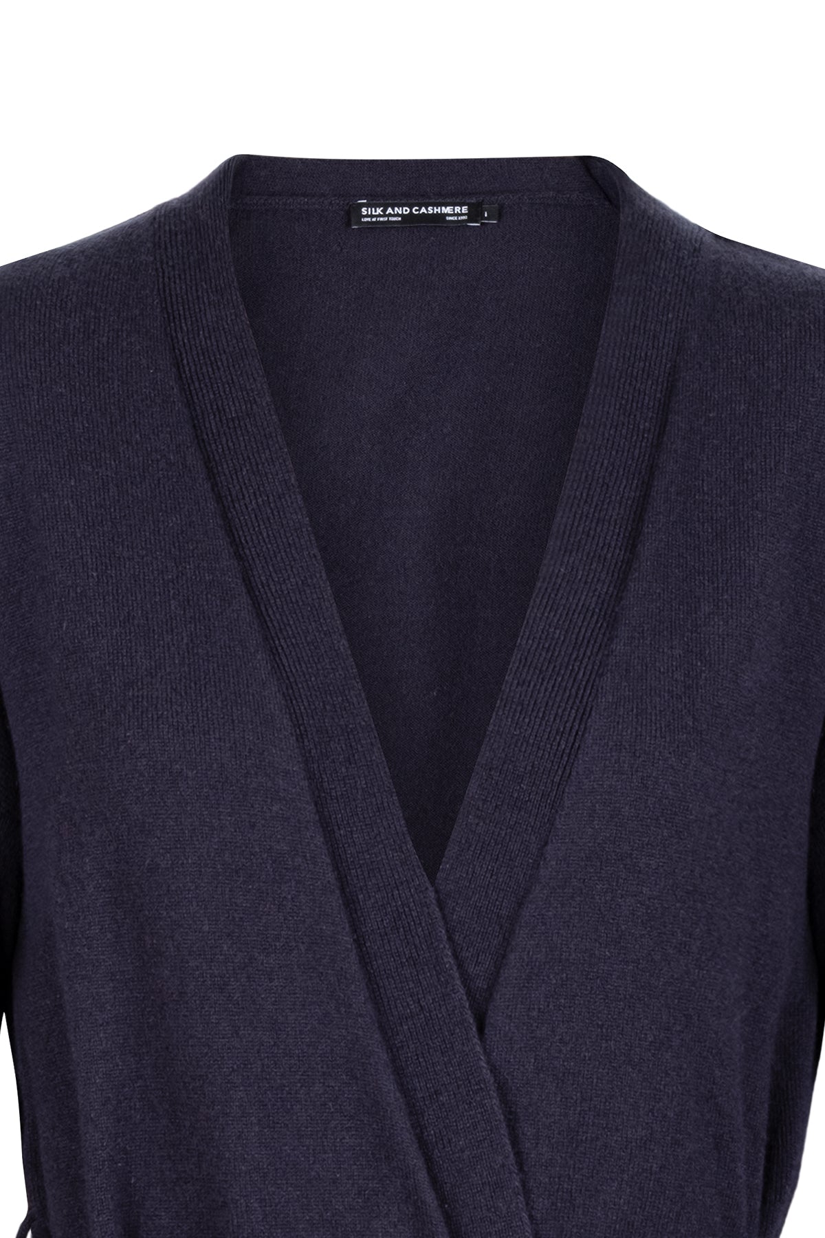 Lacivert Laura Yün Kaşmir Kuşaklı Hırka