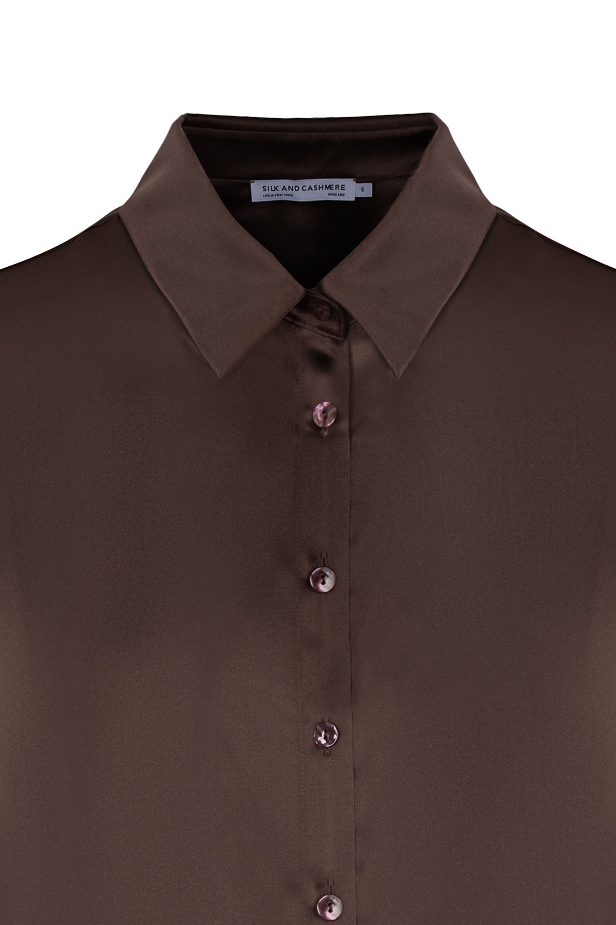 Acı Kahve Astrid Saf İpek Crop Gömlek