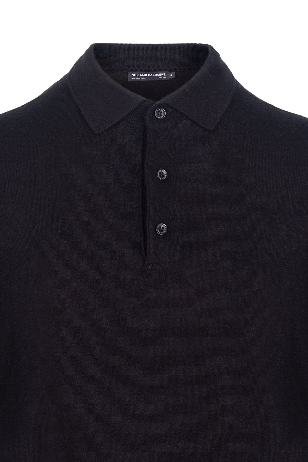 Siyah İpek ve Kaşmir Polo Yaka Uzun Kollu Utku Erkek Triko