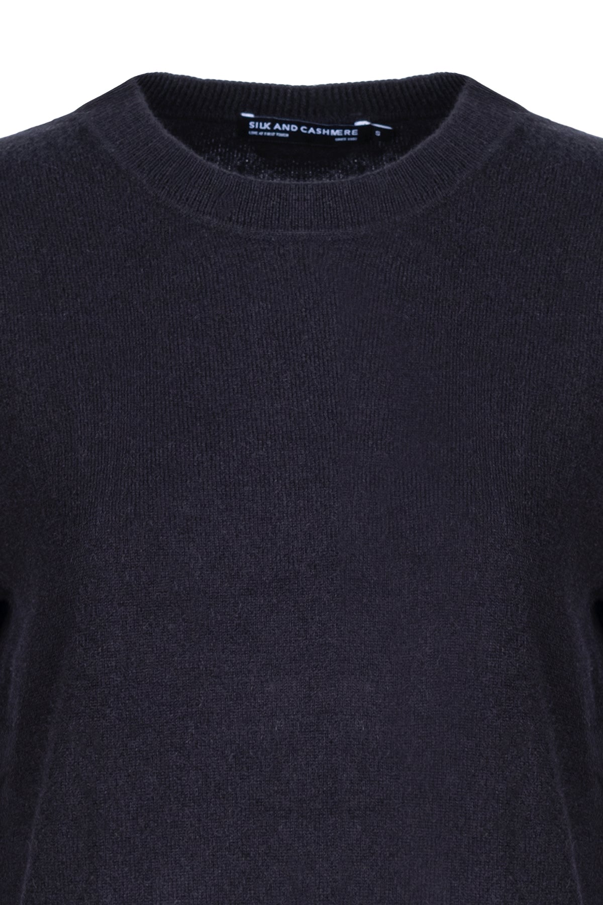 Siyah Agata Saf Kaşmir Bisiklet Yaka Kazak