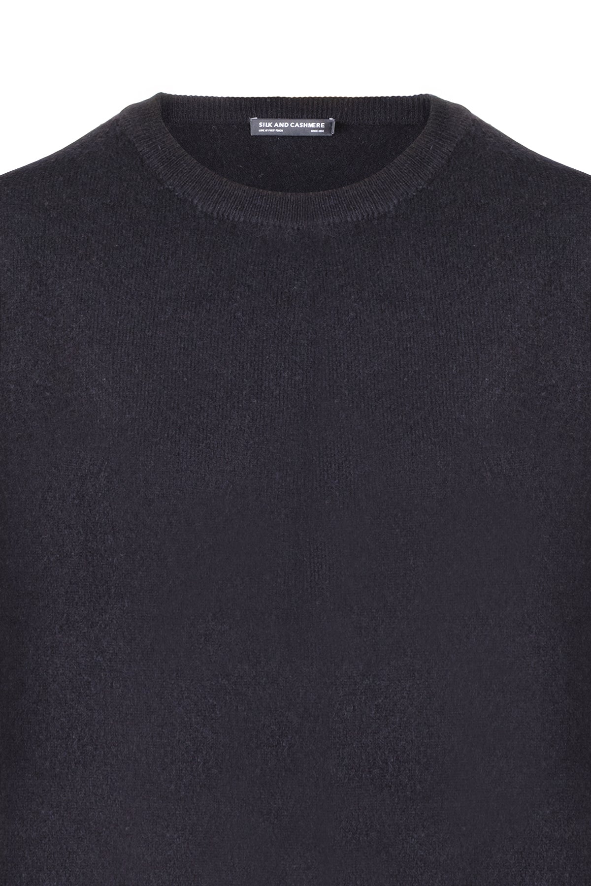 Siyah Alexia Saf Kaşmir Yuvarlak Yaka Kazak