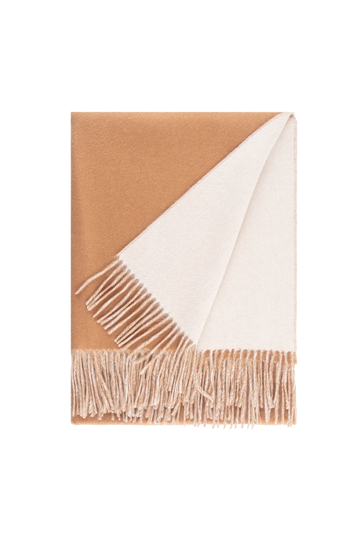 Açık Bej Camel Rose Saf Kaşmir Çift Taraflı Şal 70x190 cm