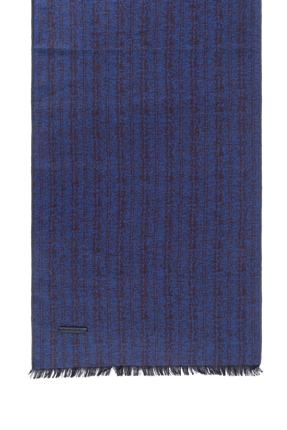 Mavi Lotus Saf İpek Desenli Atkı 30*177 cm