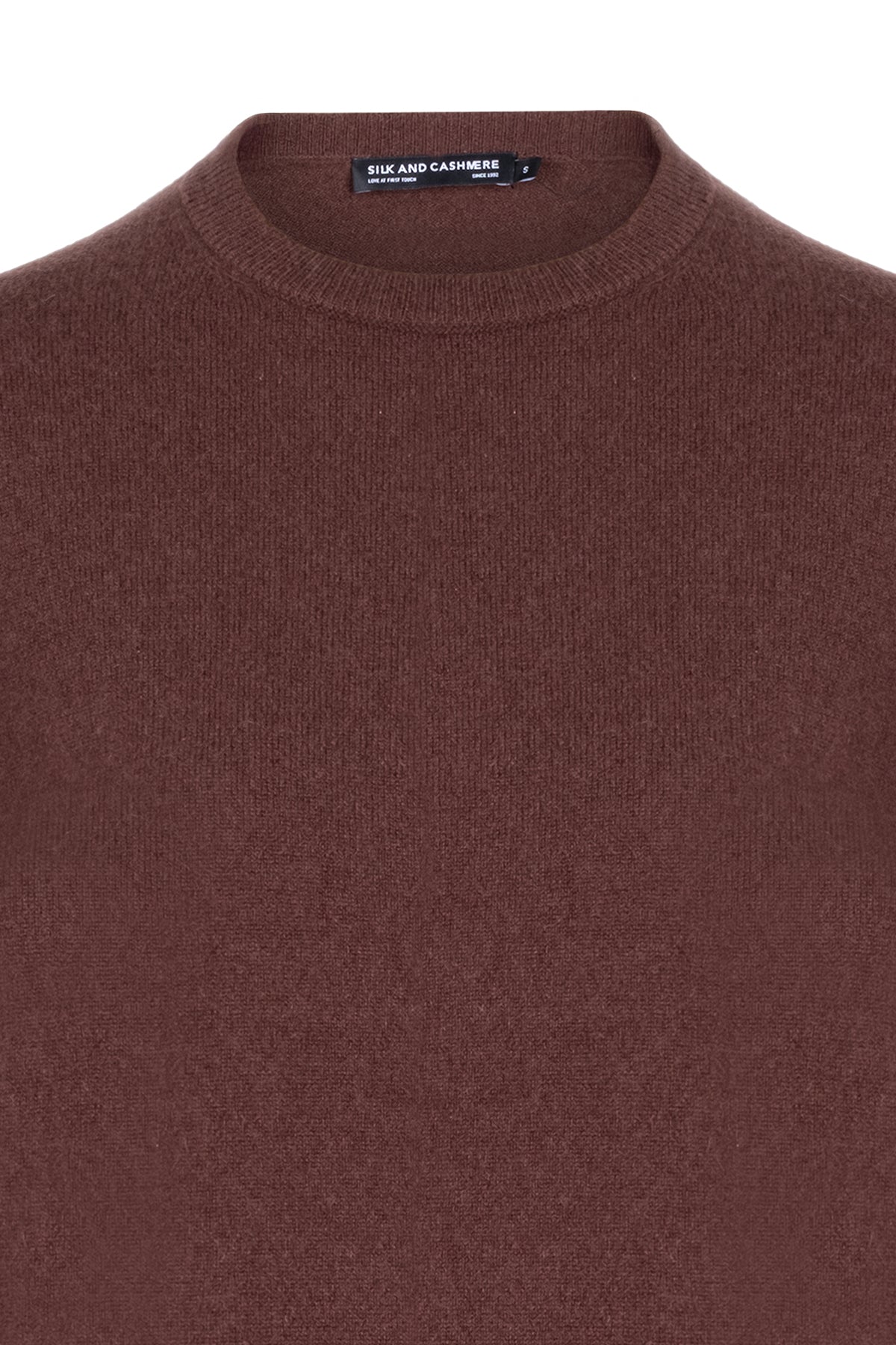 Koyu Kahve Lilly Saf Kaşmir Yuvarlak Yaka Kazak