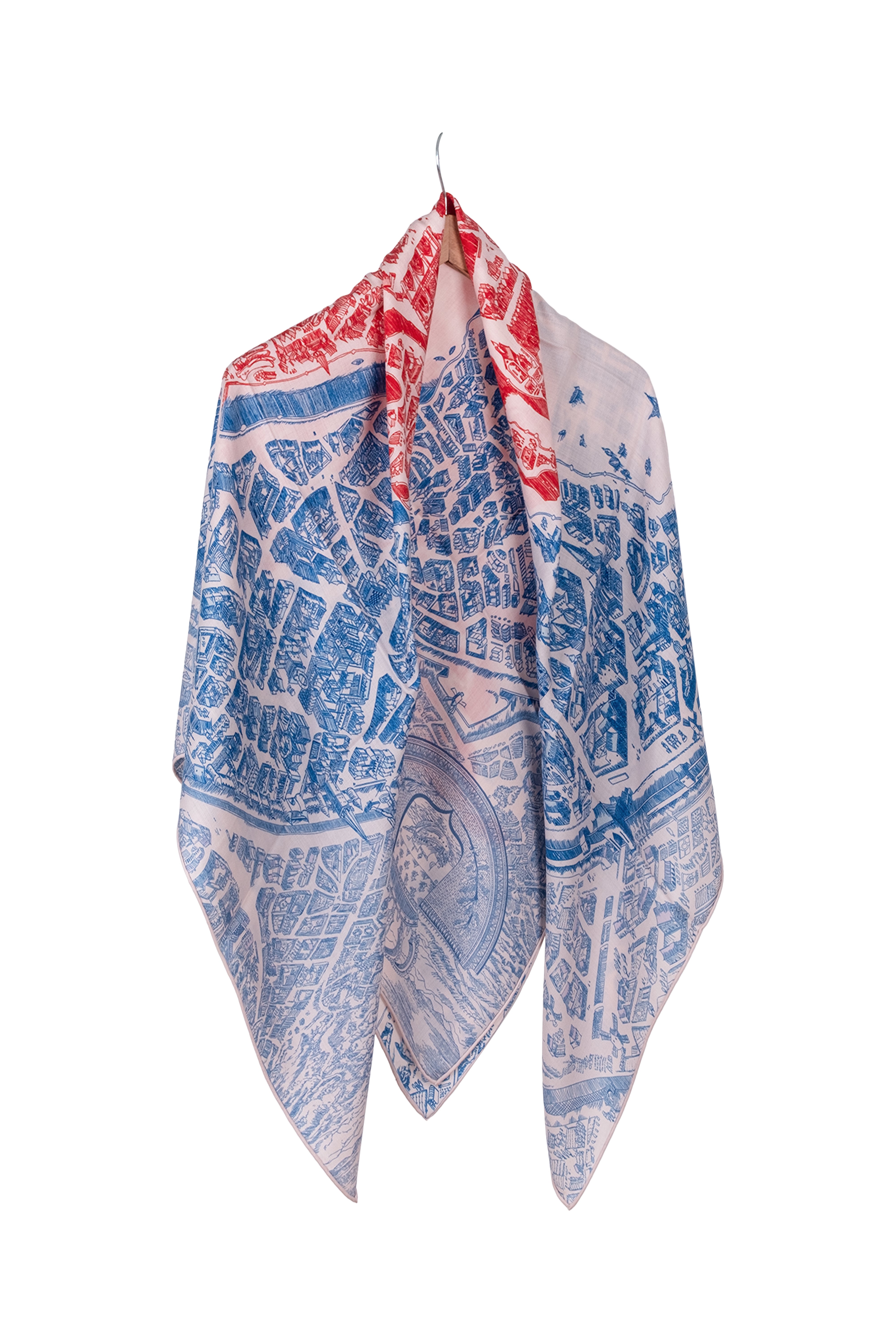 Açık Pembe Linda Kaşmir Desenli Kare Eşarp 140x140  cm