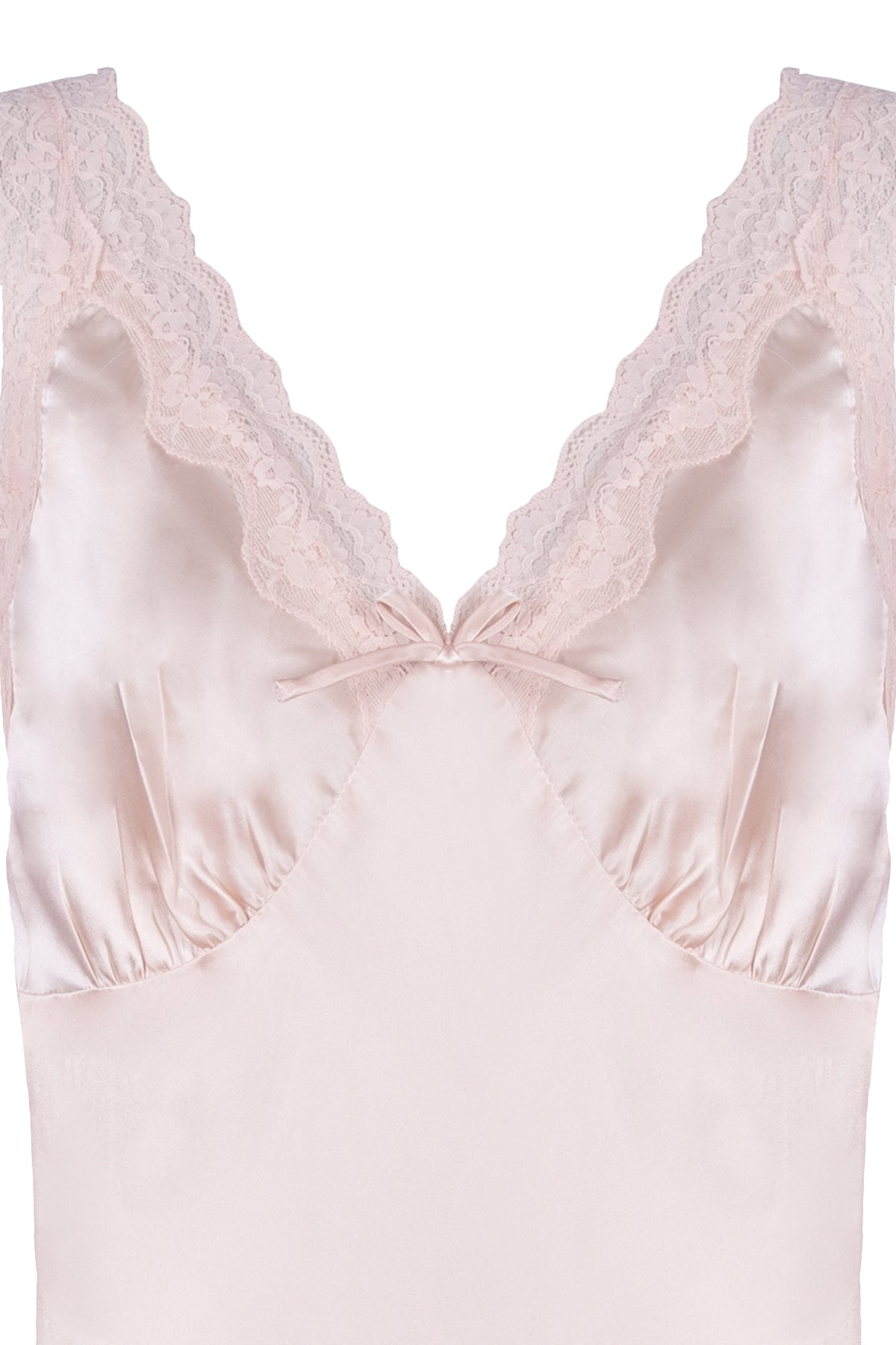 Gül Kurusu Cindy Saf İpek Dantel Detaylı Gecelik