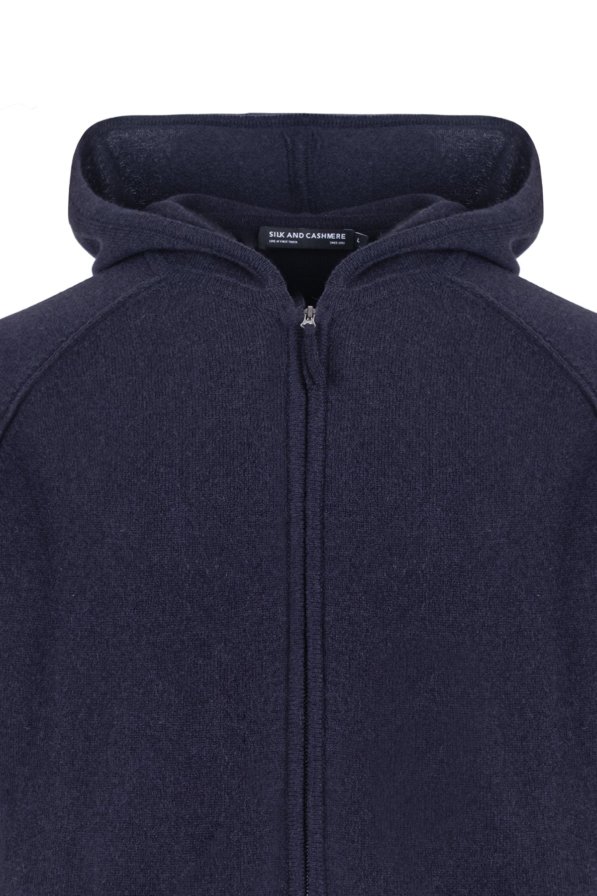 Lacivert David Saf Kaşmir Kapüşonlu Erkek Hırka