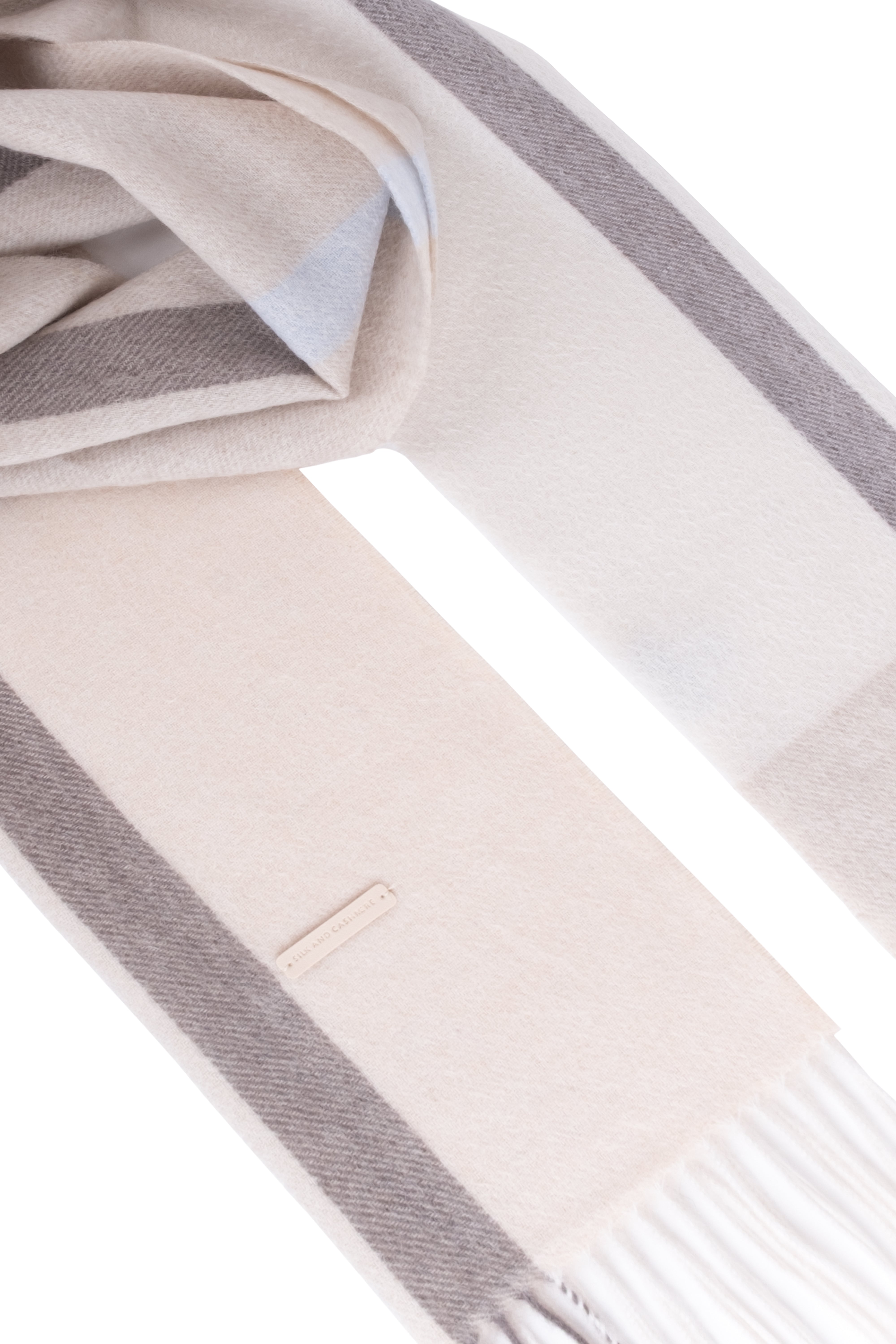 Ekru Patrick Saf Kaşmir Kareli Atkı 30x164 cm