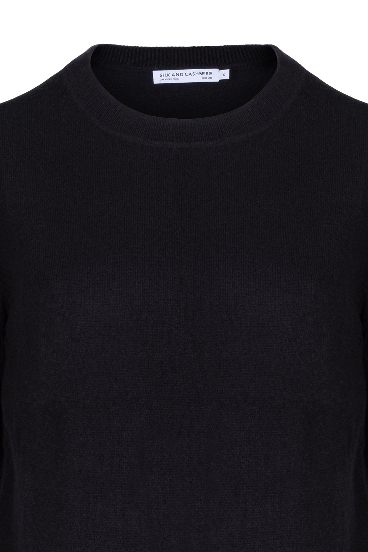 Siyah Agata Saf Kaşmir Yuvarlak Yaka Kazak