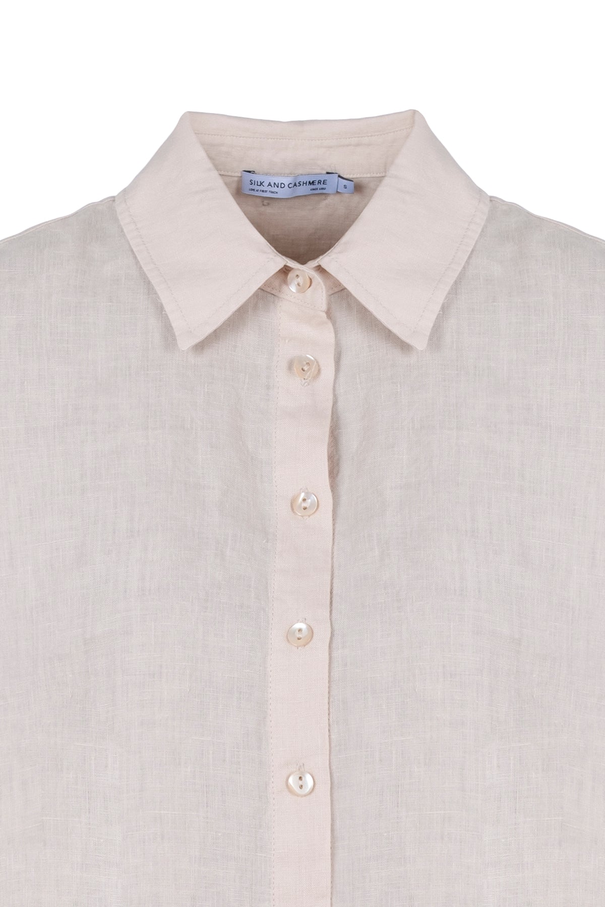 Bej Kate Keten Kısa Kollu Gömlek