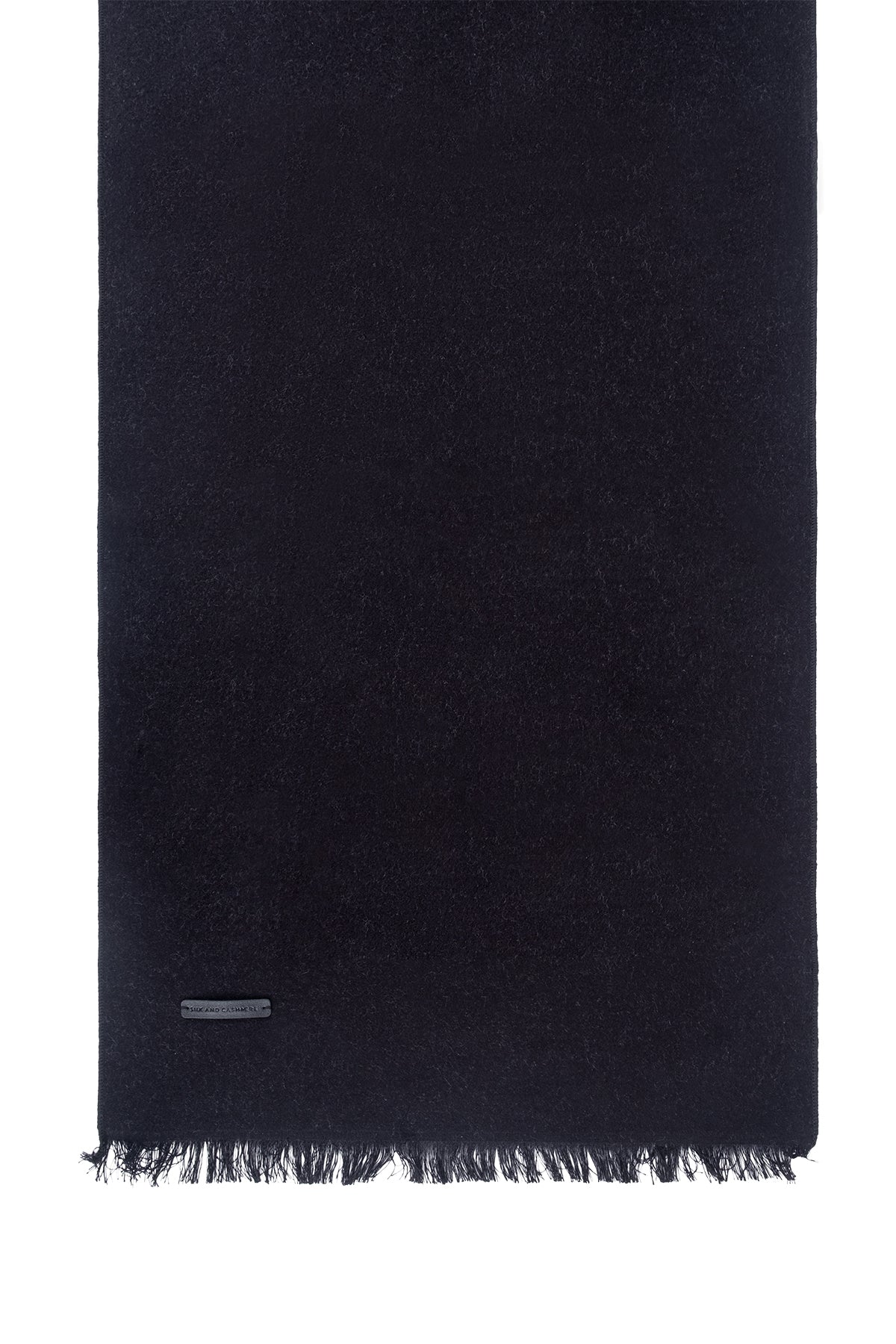 Siyah Lotus Saf İpek Çift Taraflı Atkı 30x177 cm