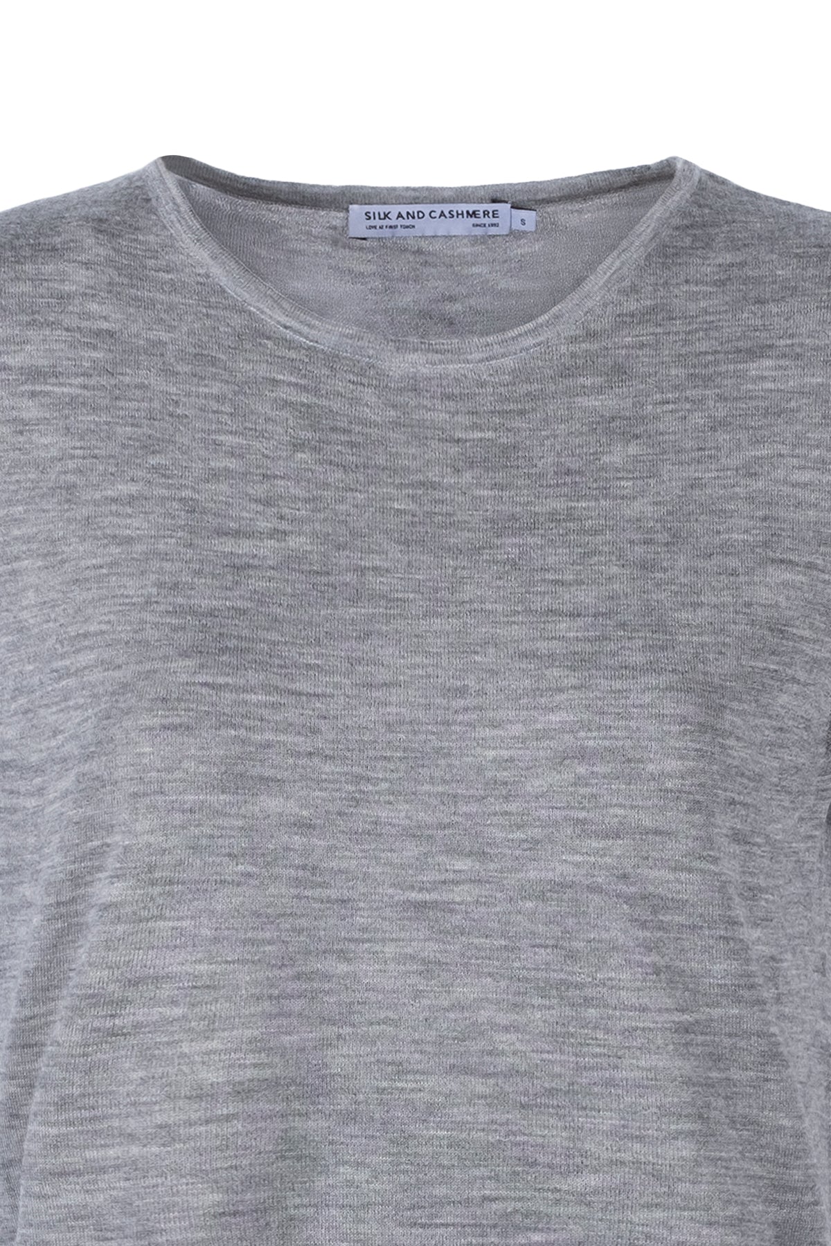 Açık Gri Ultralight Saf Kaşmir Bisiklet Yaka Triko