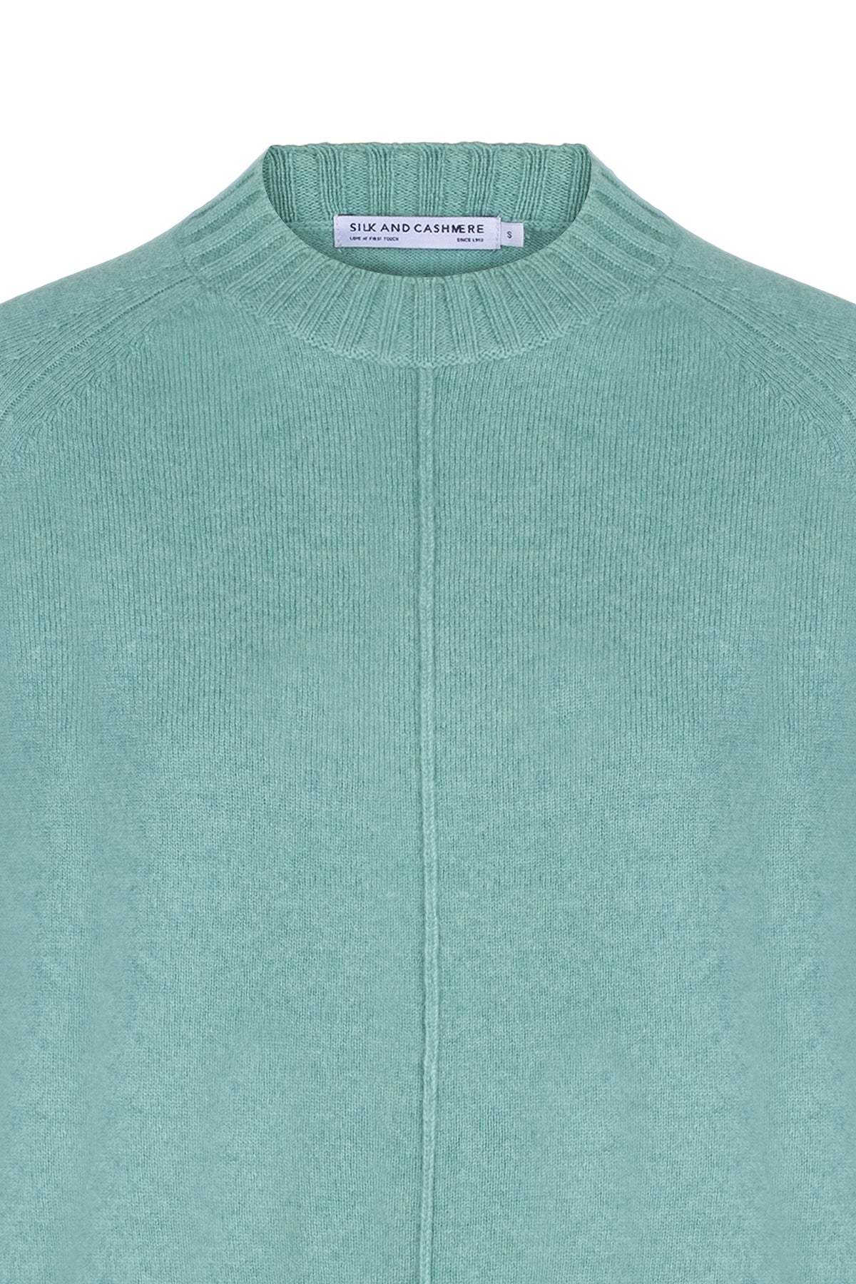 Nil Yeşili Carla Saf Kaşmir Yuvarlak Yaka Kazak