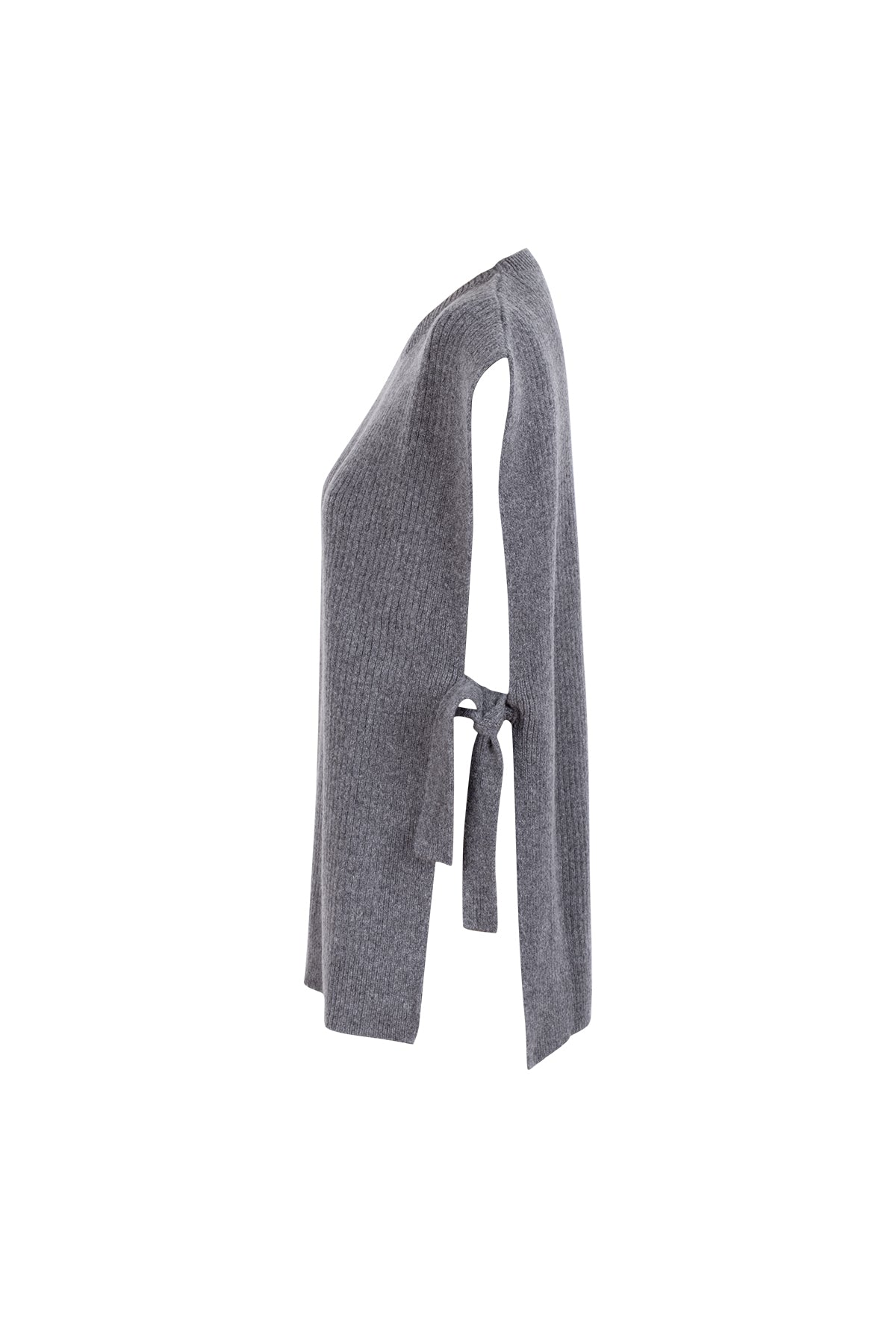 Gri Laura Yuvarlak Yaka Yelek