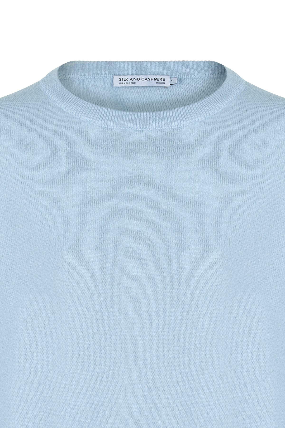 Açık Mavi Alexia Saf Kaşmir Yuvarlak Yaka Kazak