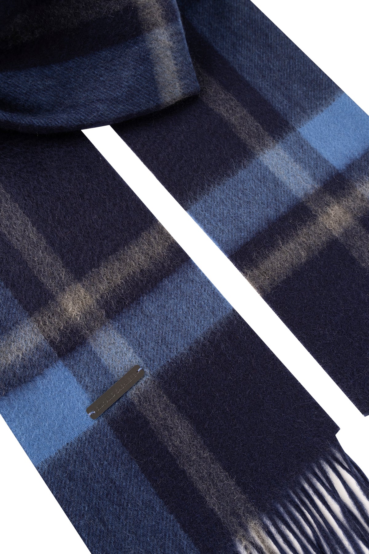 Lacivert Patrick Saf Kaşmir Kareli Atkı 30x164 cm