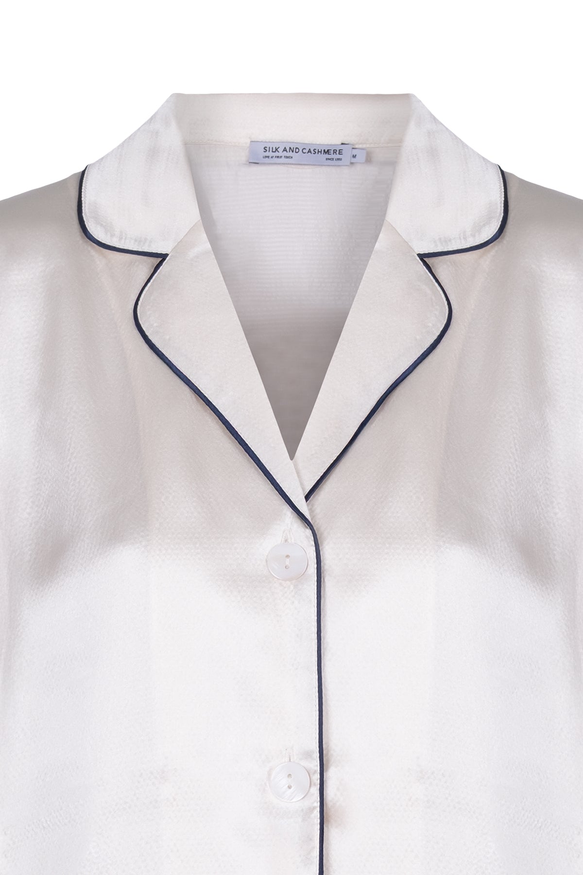 Beyaz Mindy Saf İpek Pijama Seti