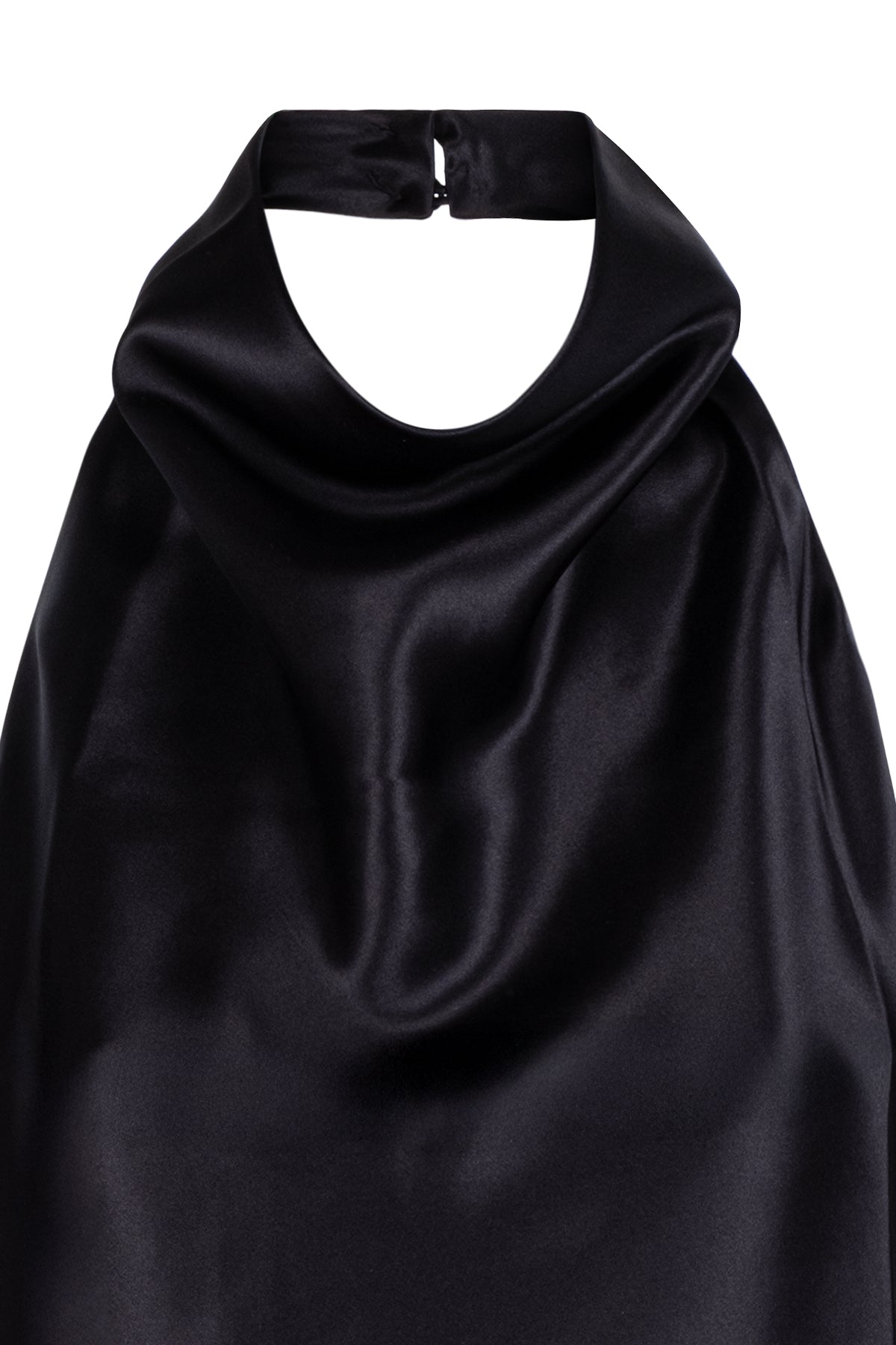 Siyah Luna Saf İpek Arkası Açık Bluz