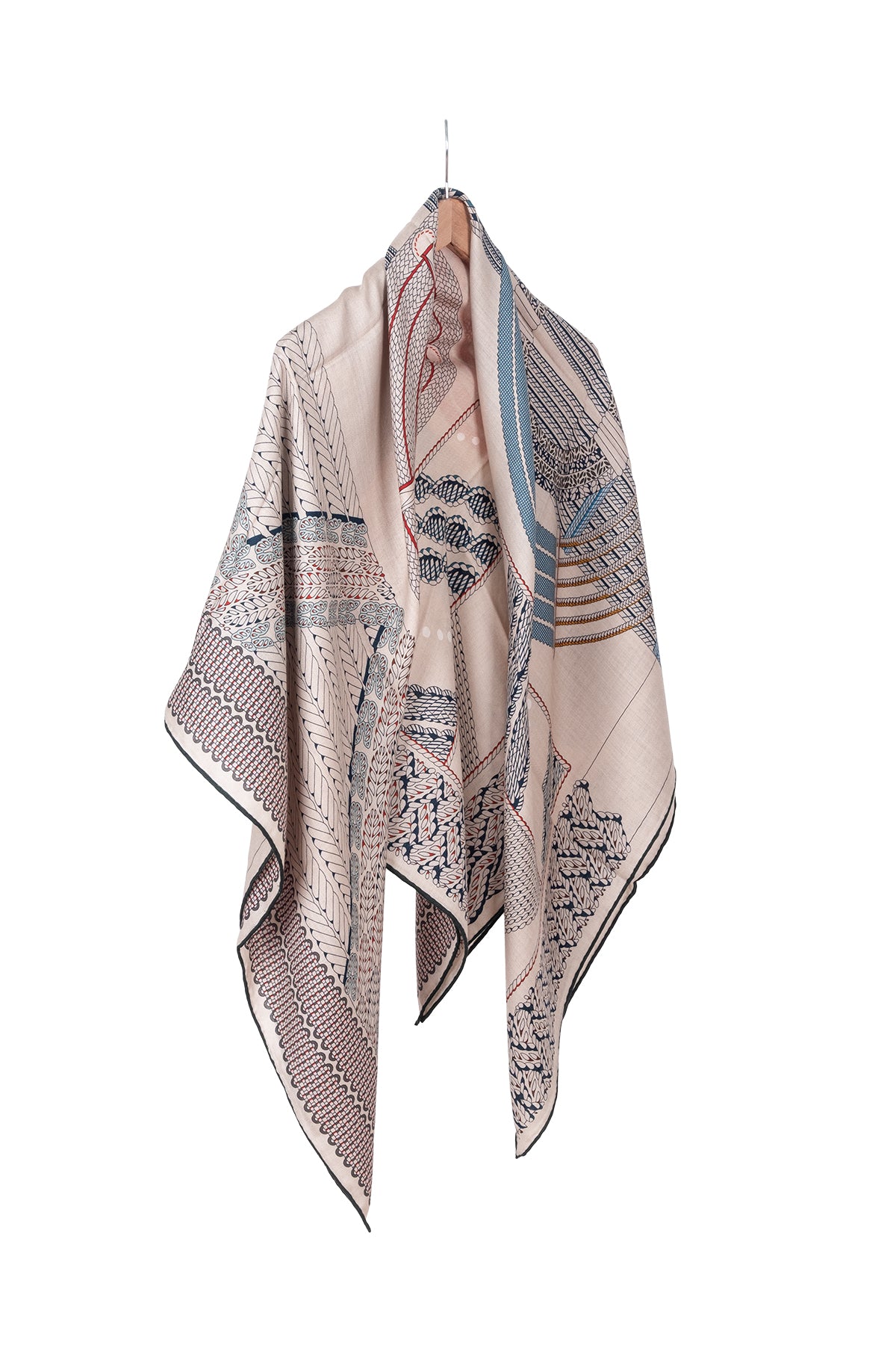 Koyu Yeşil Linda Saf Kaşmir Baskılı Eşarp 140x 140 cm