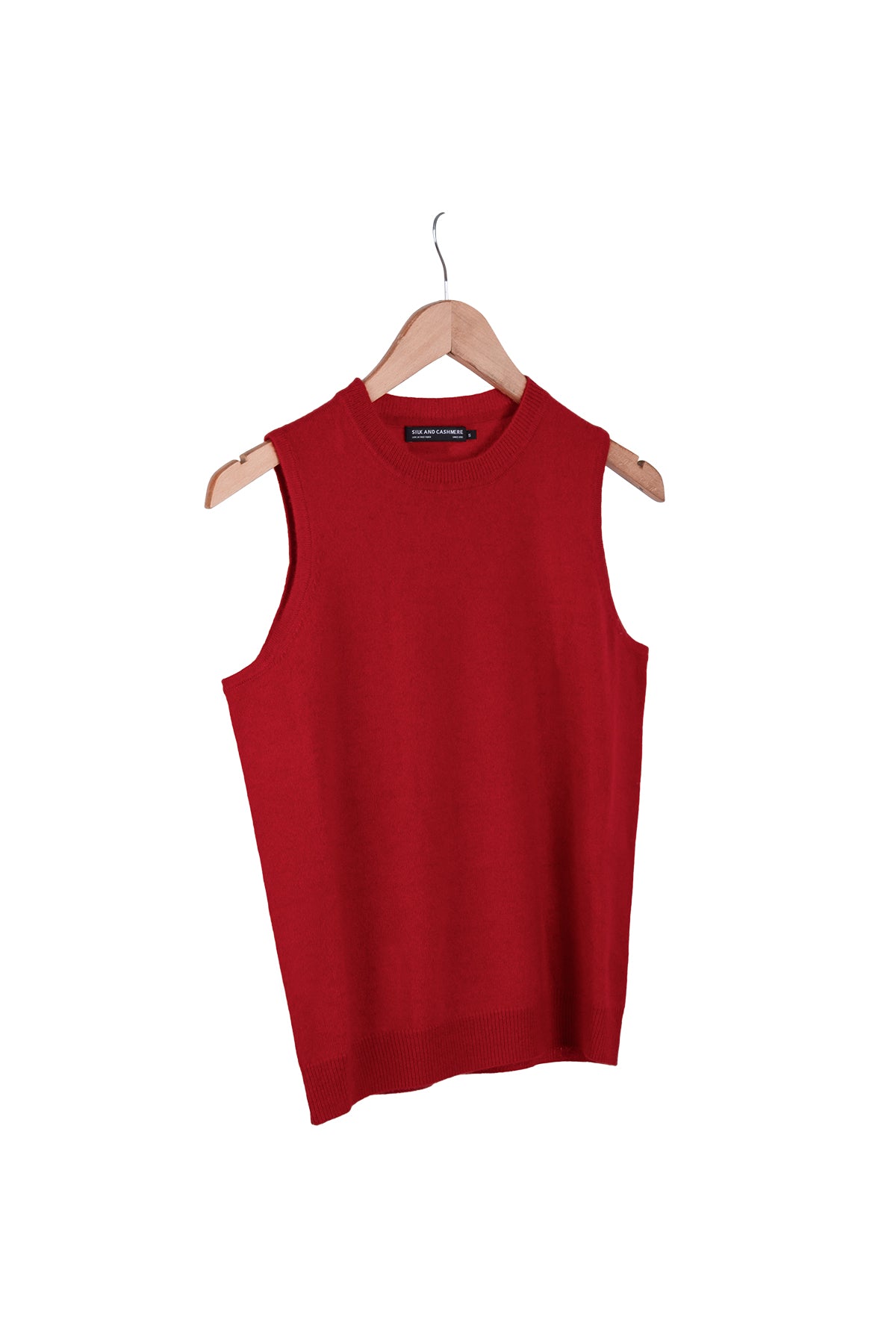 Kırmızı Alexia Saf Kaşmir Yuvarlak Yaka Süveter