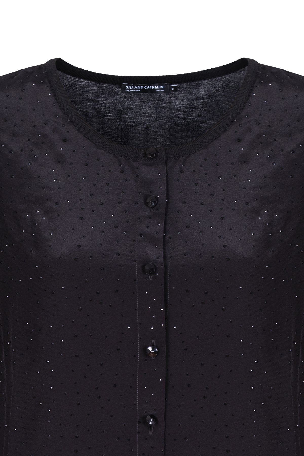 Siyah Nature İpekli Taş Süslemeli Hırka