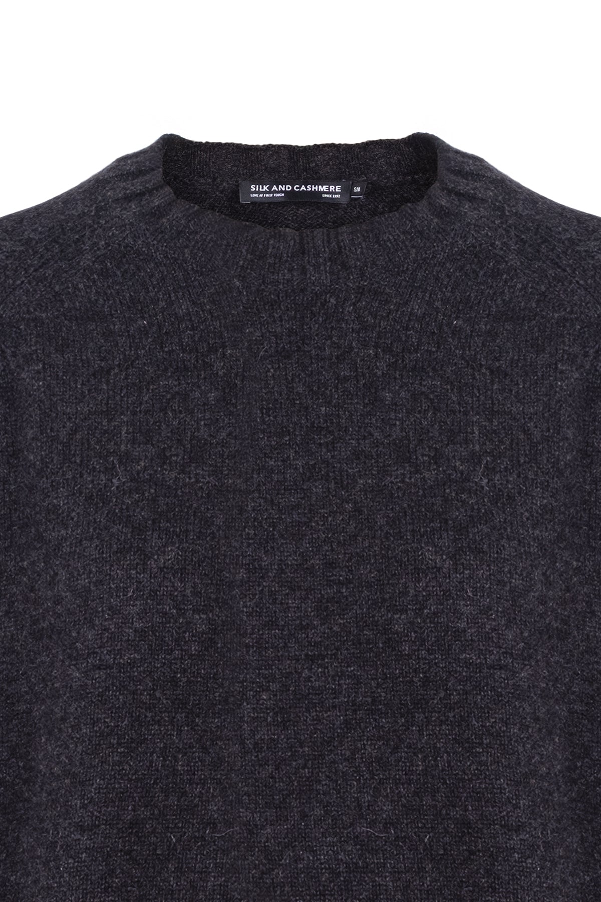 Gri Vanessa Saf Kaşmir Yuvarlak Yaka Crop Kazak