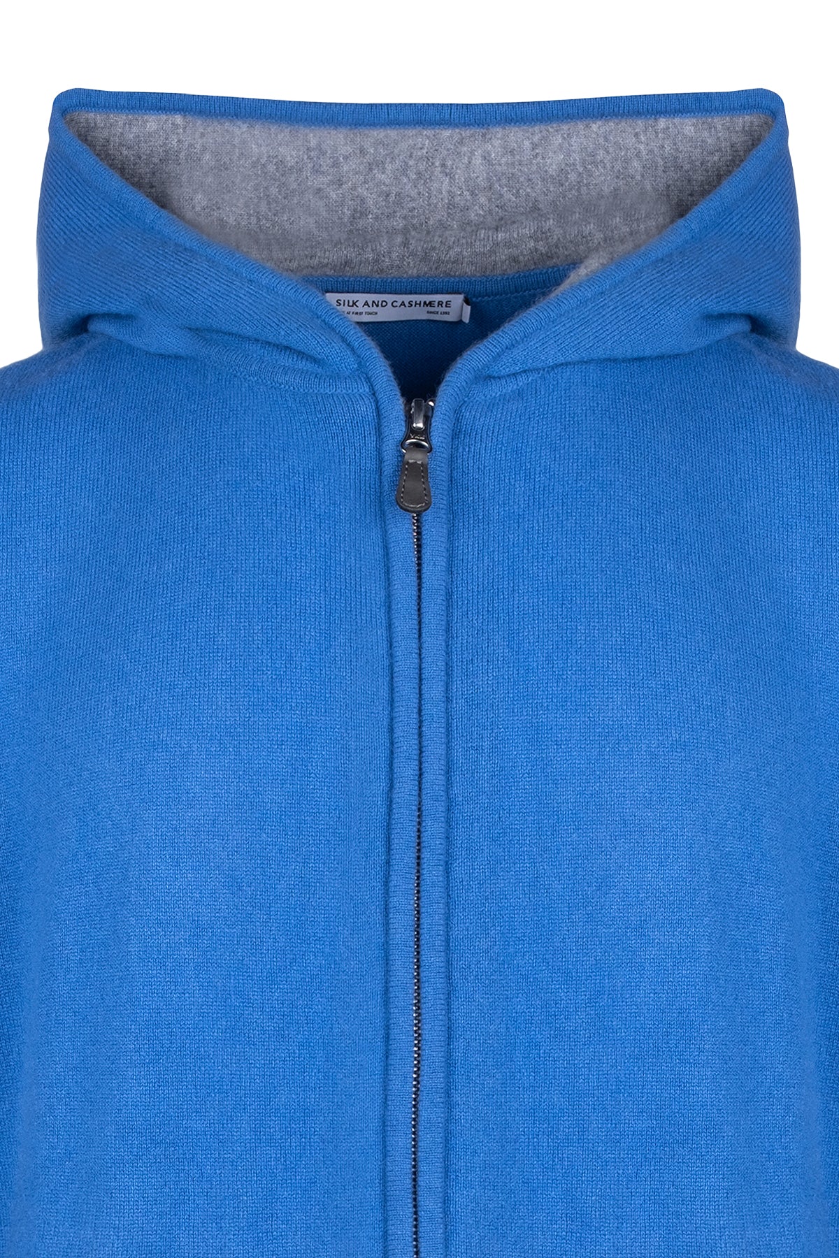 Mavi Scott Saf Kaşmir Kapüşonlu Hırka