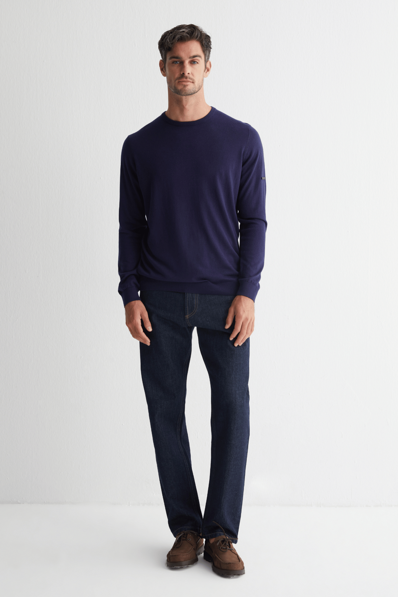 Lacivert Paul İpek Kaşmir Yuvarlak Yaka Triko