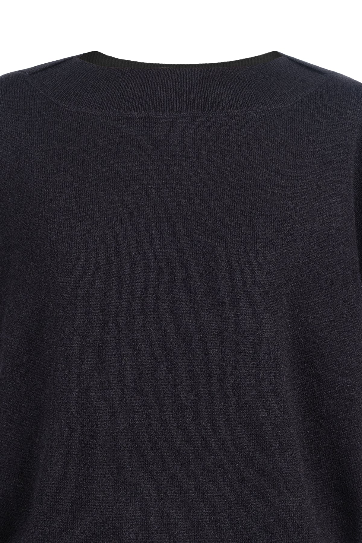 Siyah Isabella Saf Kaşmir Kayık Yaka Kazak