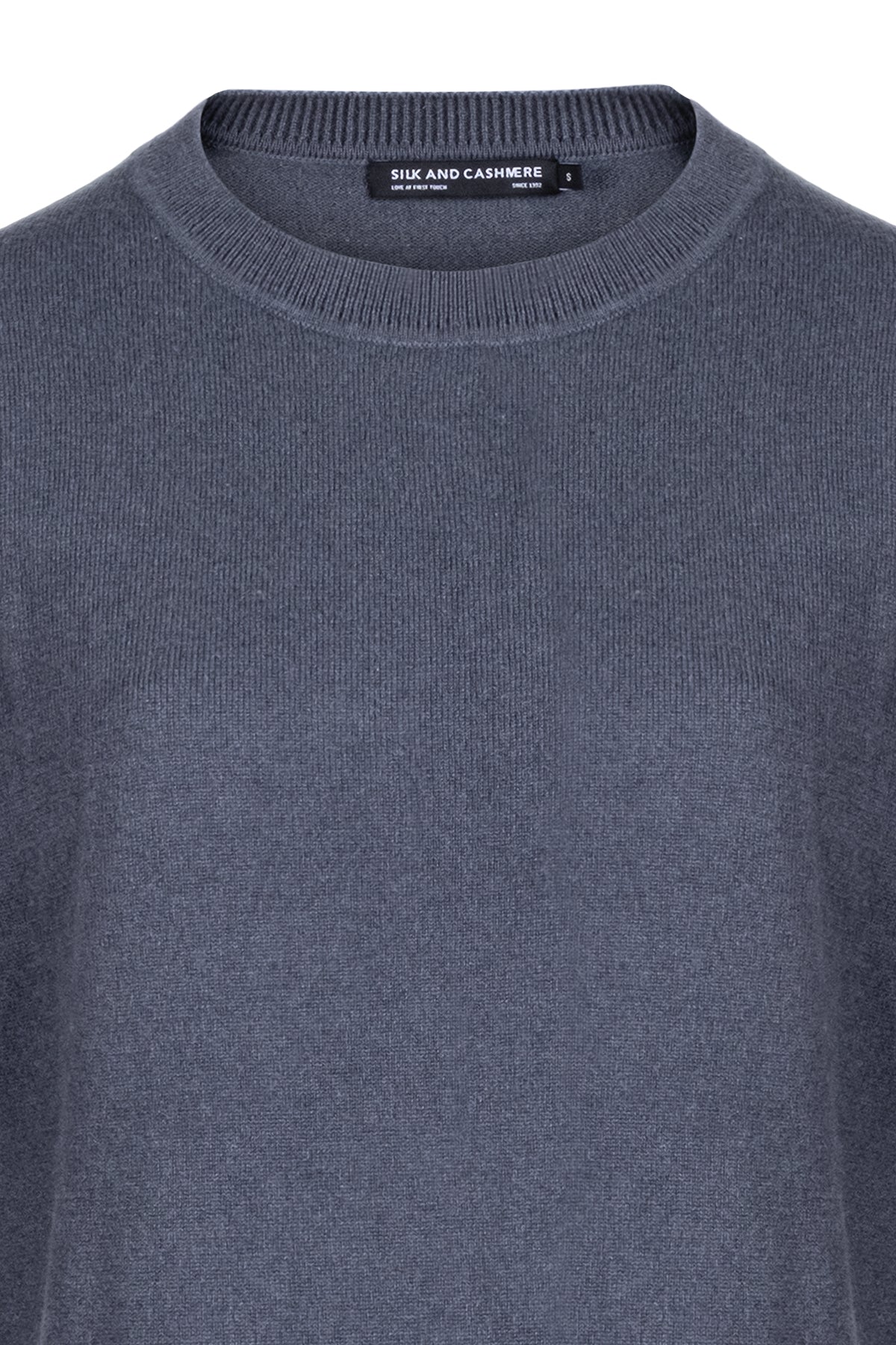 Gri Agata Saf Kaşmir Yuvarlak Yaka Kazak