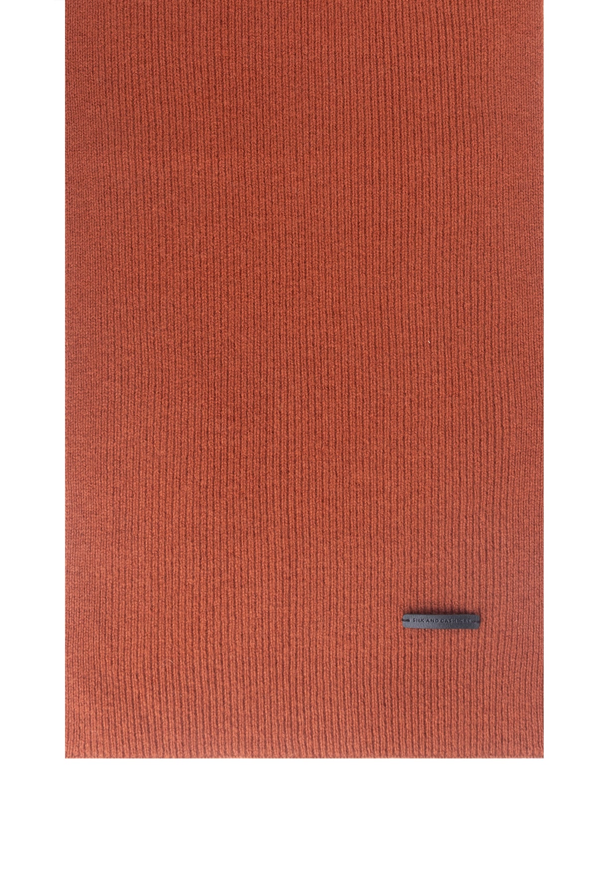 Turuncu Copenhagen Saf Yün Ribana Örme Atkı 25x150 cm