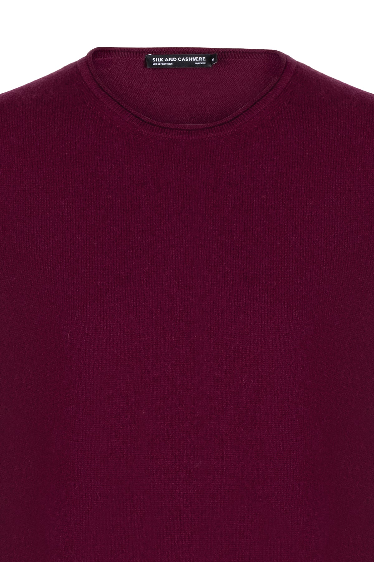 Bordo Lilly Saf Kaşmir Bisiklet Yaka Tişört