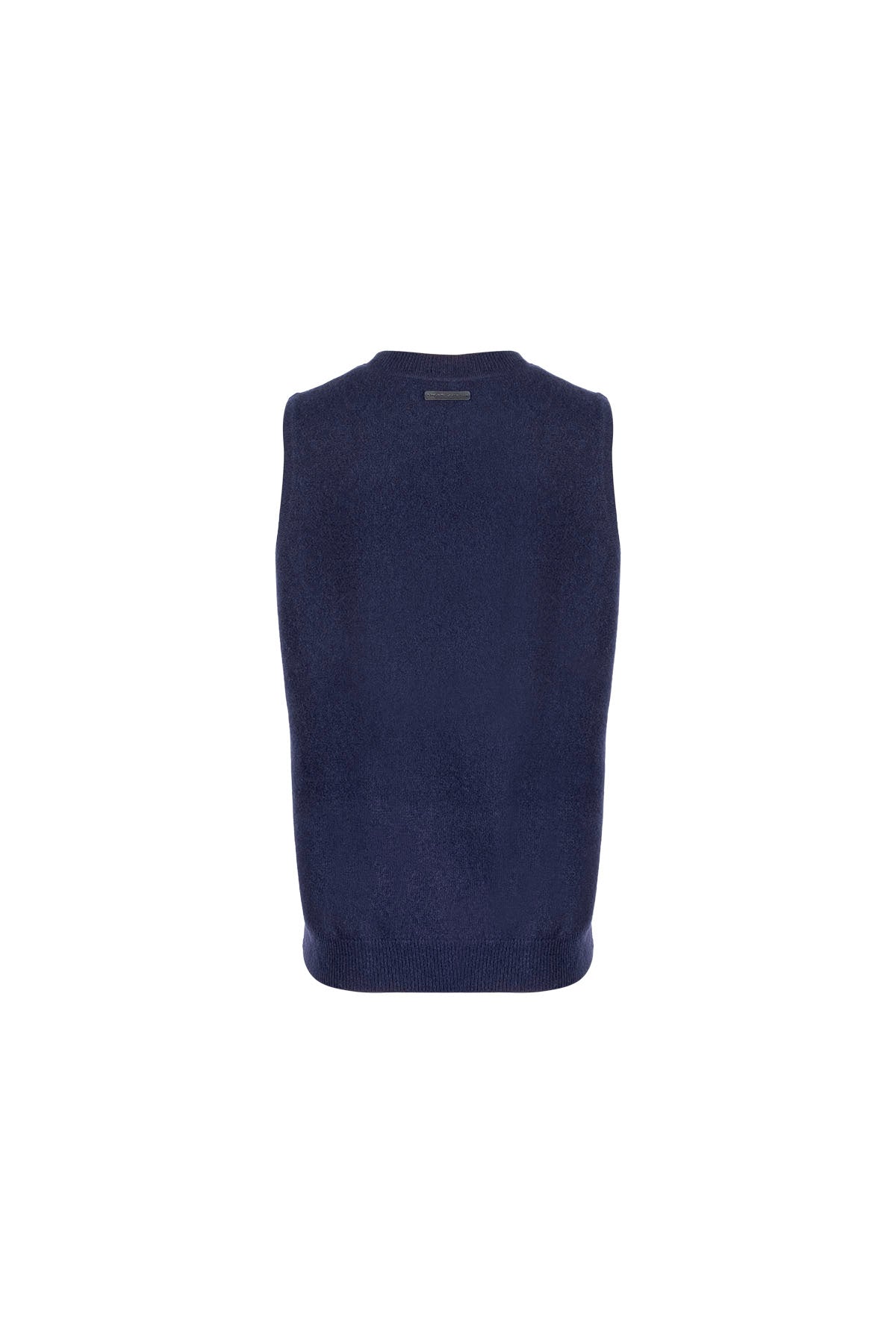 Lacivert Alexia Saf Kaşmir Bisiklet Yaka Kolsuz Triko