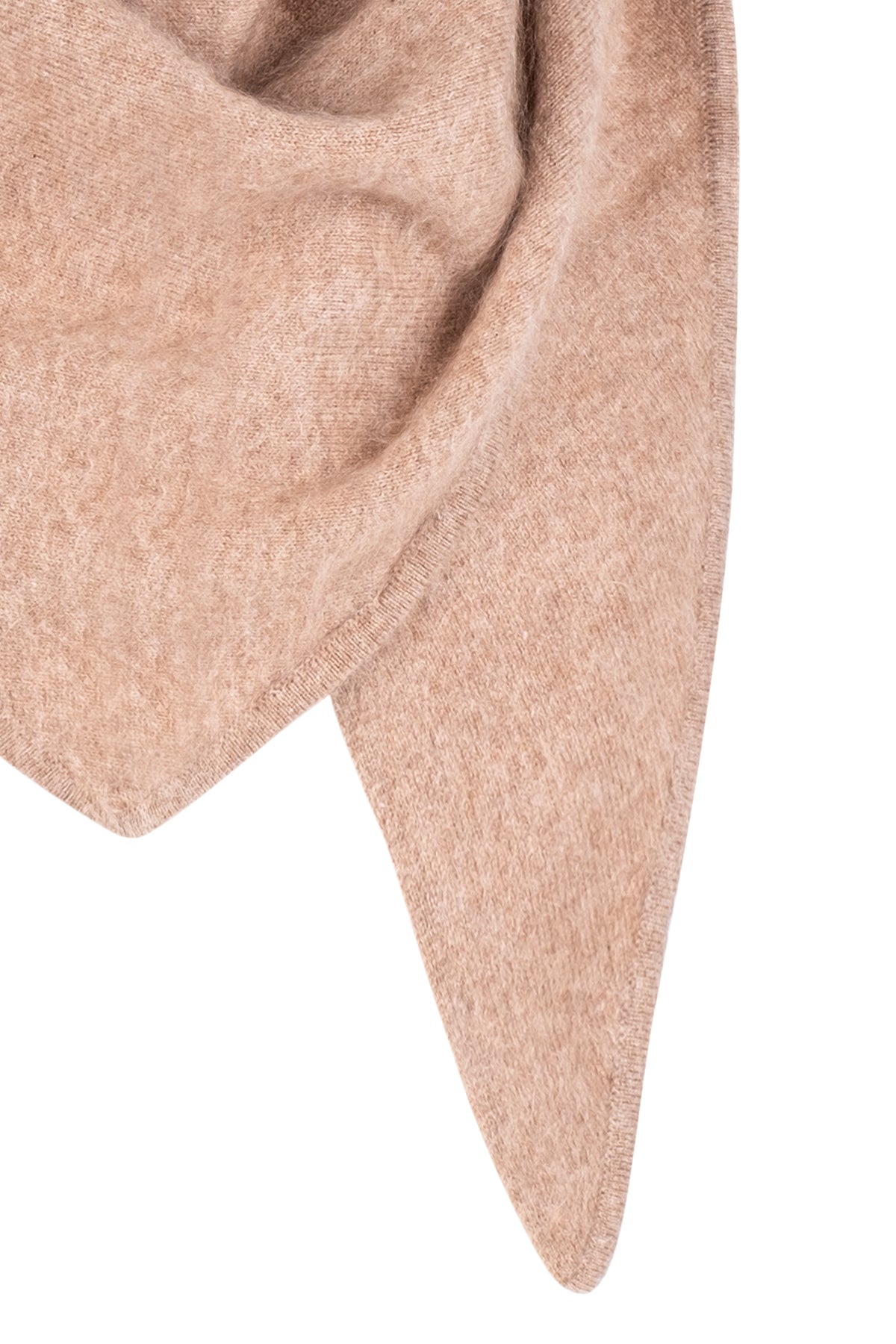 Açık Camel Brushed Saf Kaşmir Üçgen Şal 73x160x73