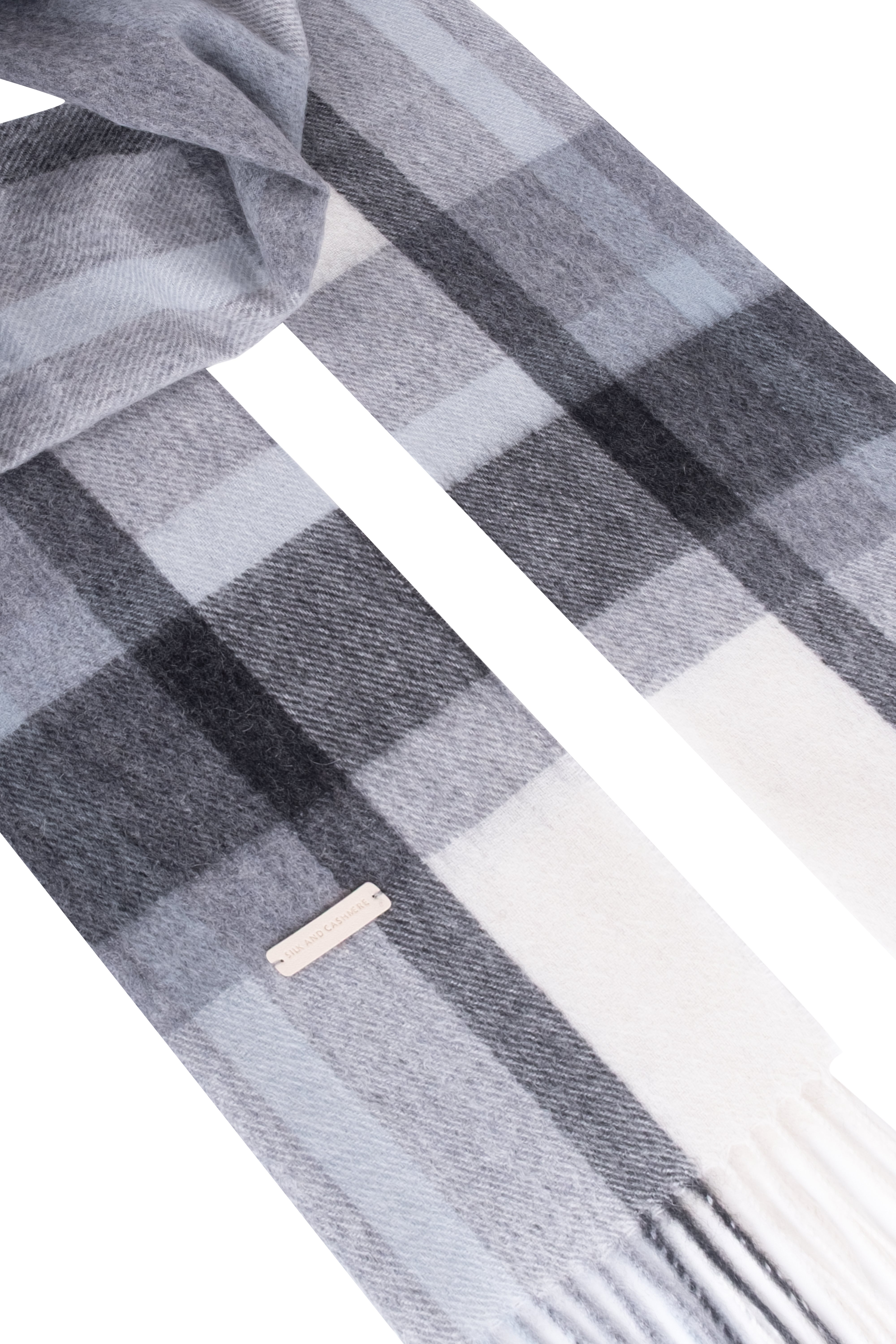 Açık Mavi Patrick Saf Kaşmir Kareli Atkı 30x164 cm